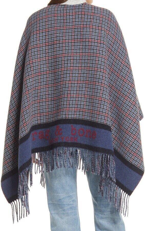 rag & bone ESF-12315 Wilshire Reversible Wool Blend Poncho, Charcoal-multi, OS rag & bone ESF-12315 Wilshire Reversible Wool Blend Poncho, Charcoal-multi, OS