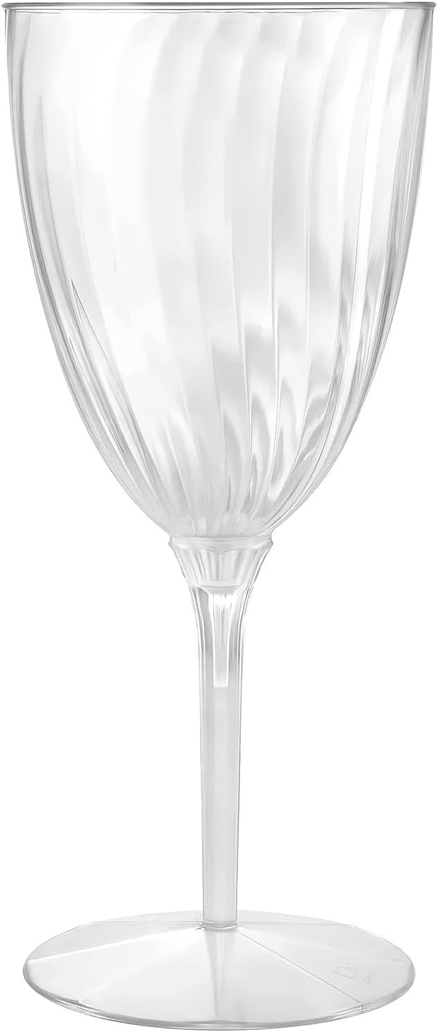 Lillian Tablesettings 64 Pack Stemmed Plastic Wine Glasses 8 oz Crystal-Clear Di
