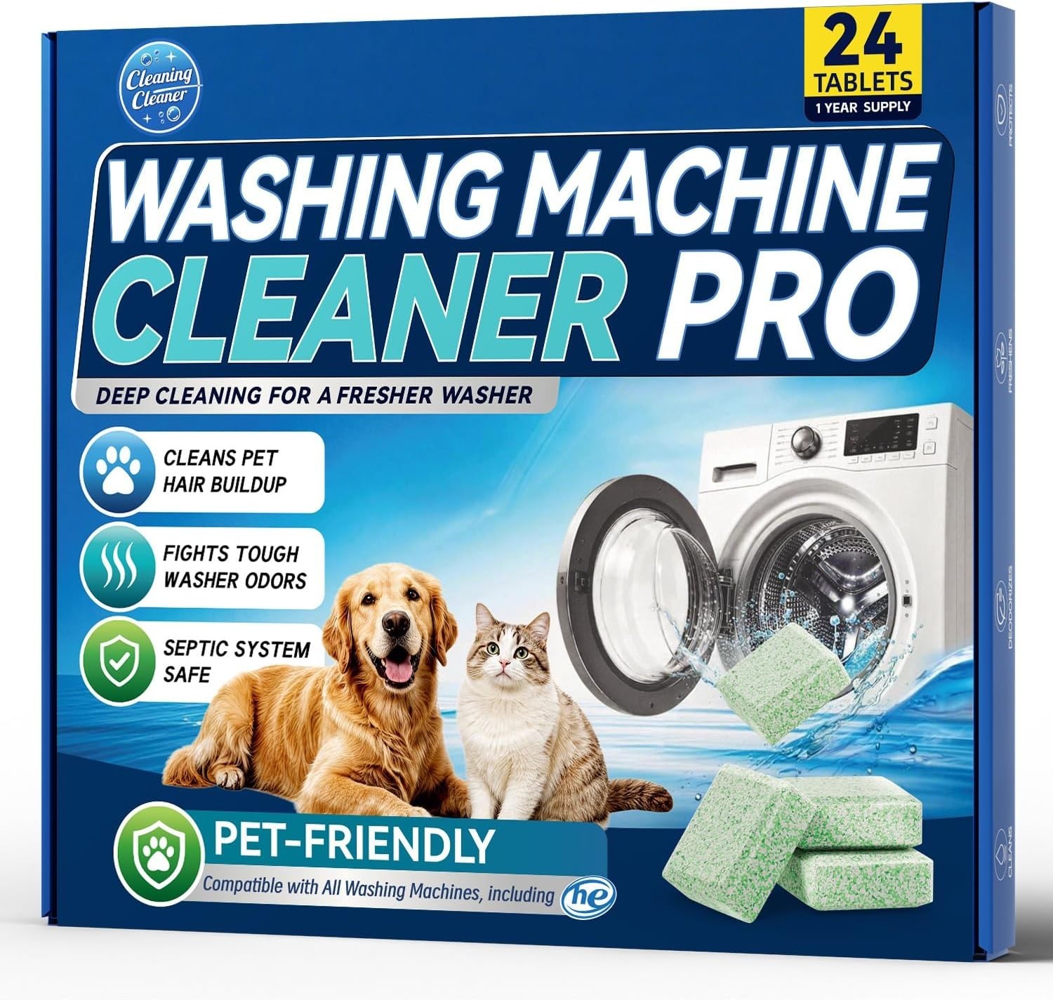 Uproot Clean Washing Machine Cleaner Tablets - 24 Pack for a 12 Month Supply. Fo