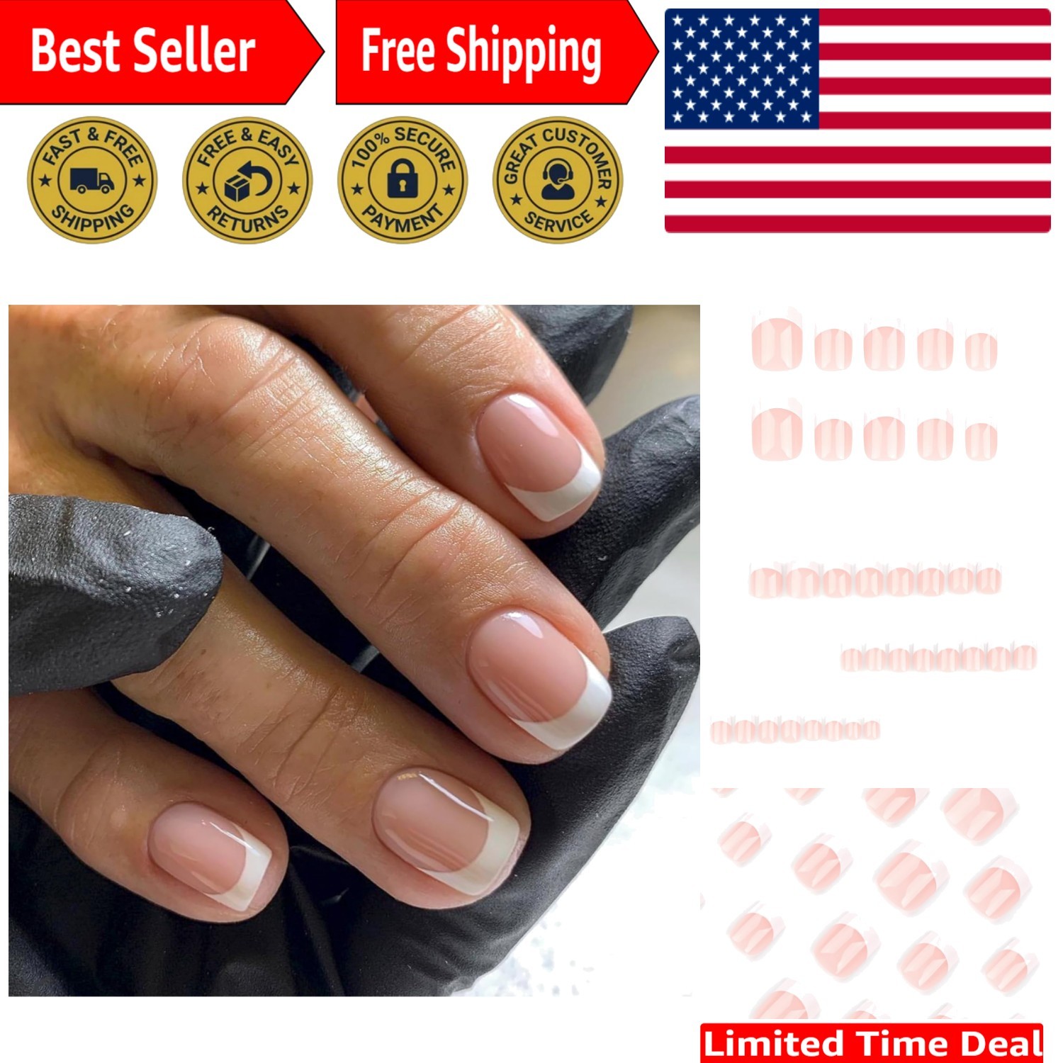 Nude Pink Glossy Press On Nails - 24 Acrylic Nails Set for Easy DIY Manicure