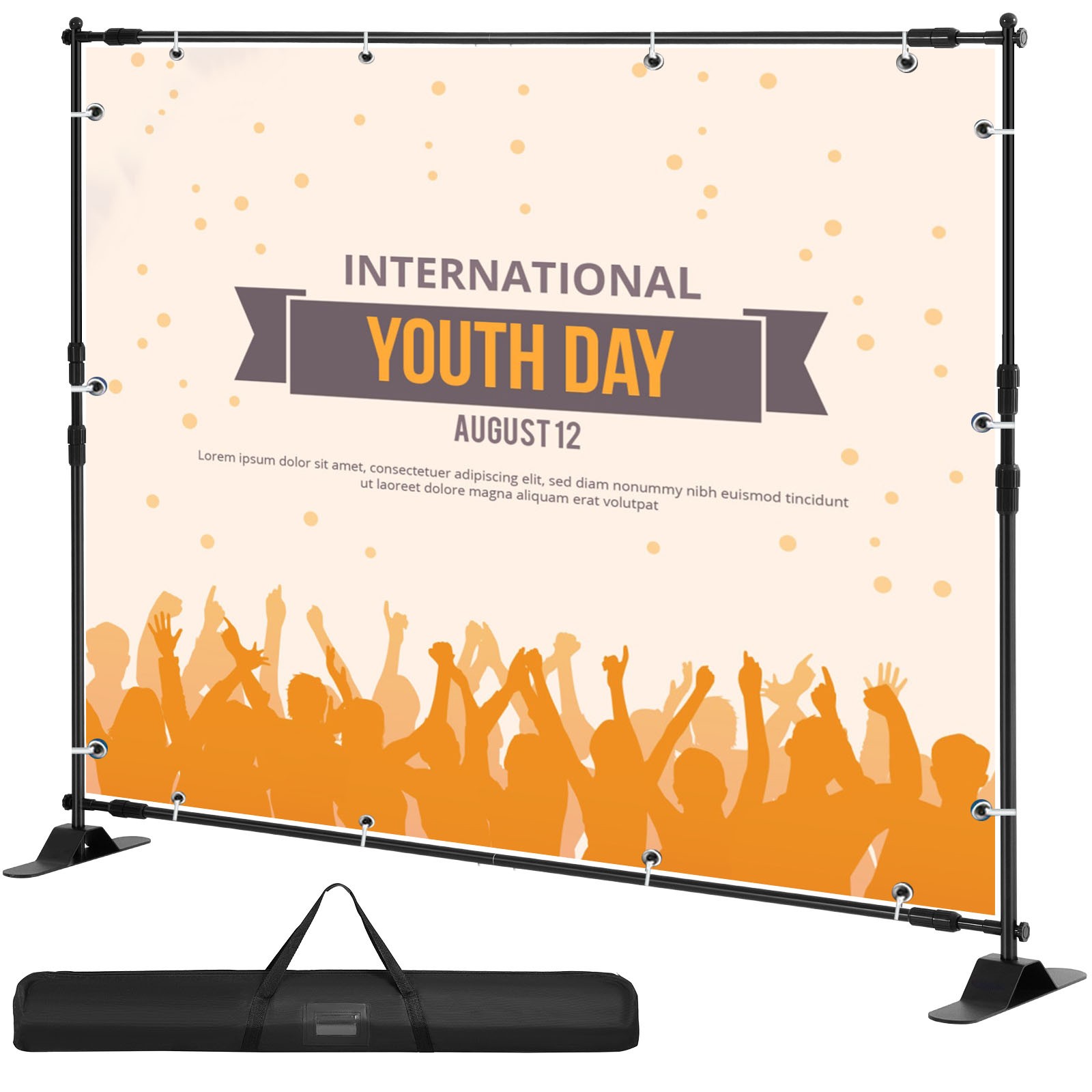 8x10Ft Banner Stand Heavy-Duty Backdrop Stand Telescopic Adjustable Repeat Step 8x10Ft Banner Stand Heavy-Duty Backdrop Stand Telescopic Adjustable Repeat Step