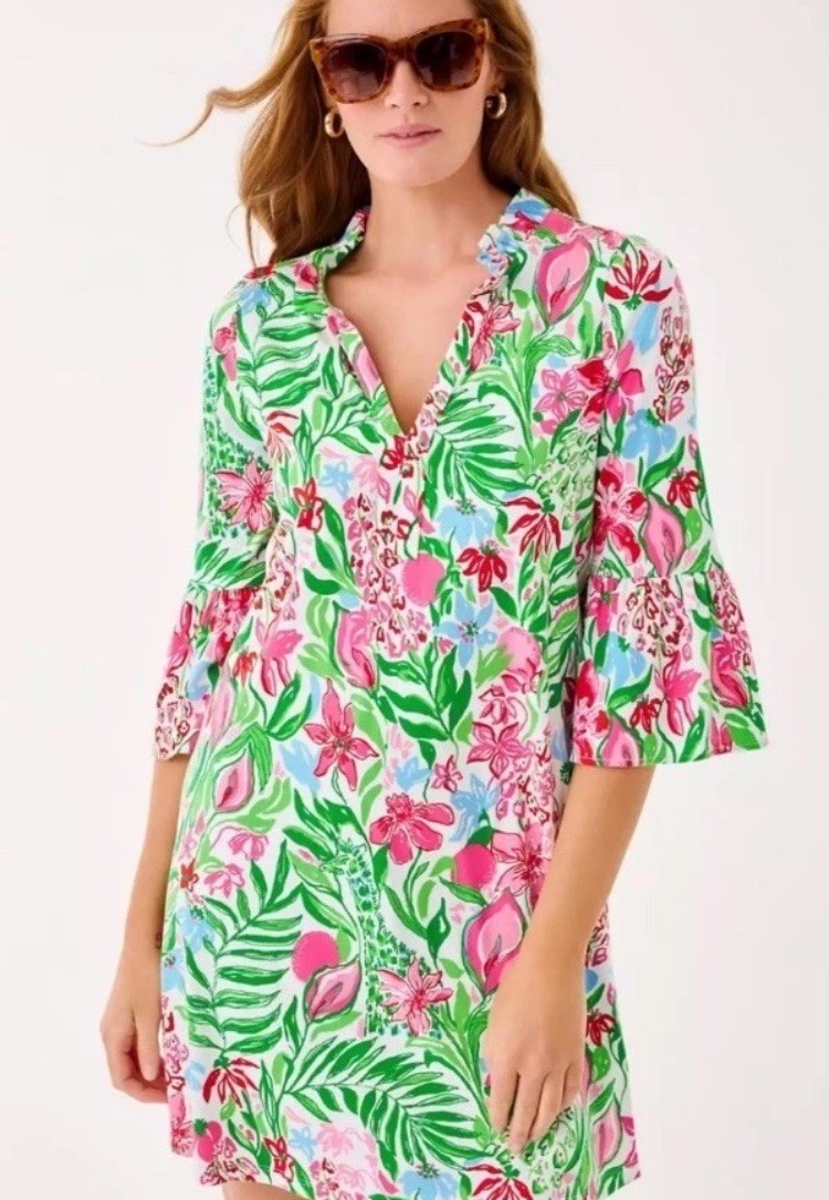 NWT Lilly Pulitzer Hayes Dress Ruffle Sleeve (Glowing Gardens) Size XS NWT Lilly Pulitzer Hayes Dress Ruffle Sleeve (Glowing Gardens) Size XS