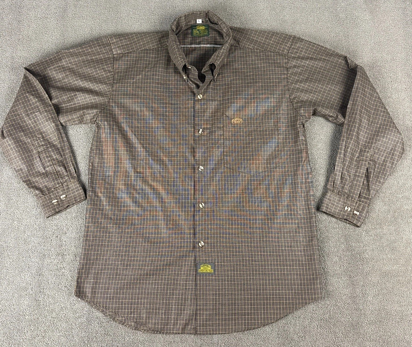 VTG Camel Cigarettes Shirt Mens Large Trophy Adventure Wear Brown Plaid Tobacco VTG Camel Cigarettes Shirt Mens Large Trophy Adventure Wear Brown Plaid Tobacco