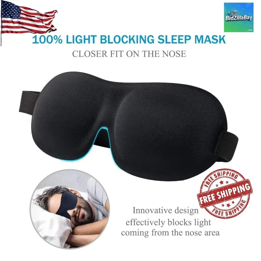 3D Sleep Mask 100% Blackout Eye Mask Memory Foam Blindfold Travel Sleeping Aid