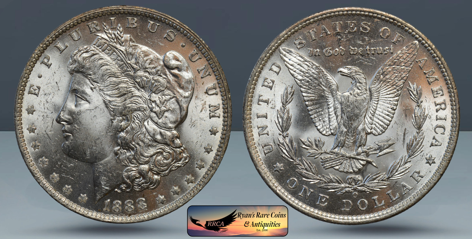 1888 O Morgan Silver Dollar, Brilliant Uncirculated+, Bright White, C8249