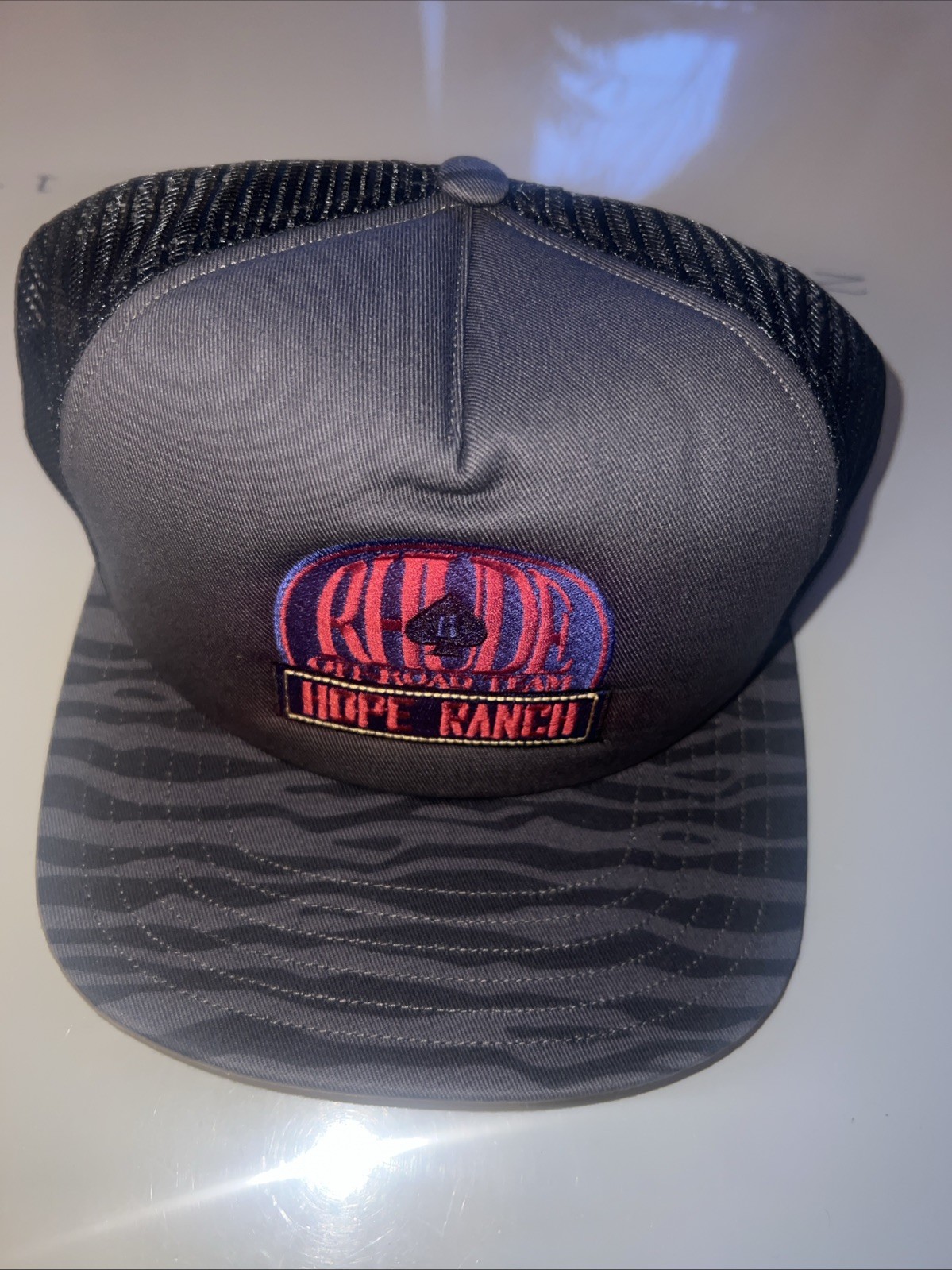 NEW Adult RHUDE Off-Road Team Hope Ranch Zebra Trucker Cap Hat Grey