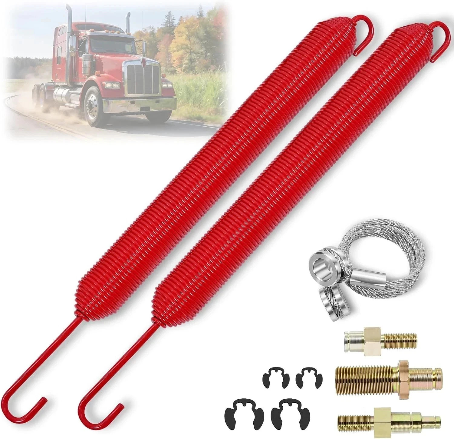 2 Pcs Red Hood Spring Kit for Peterbilt 388 2008-2014 and 389 2008-2023 | Hood 