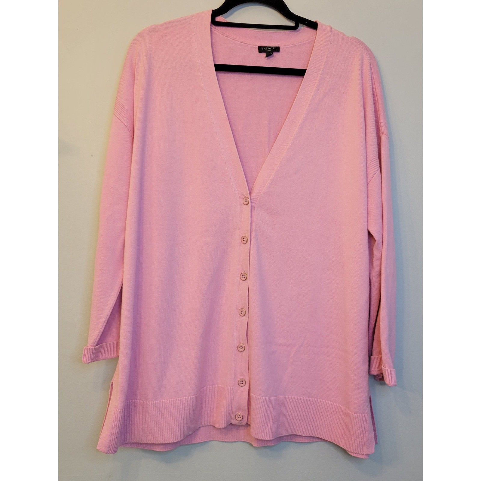 Talbots Modern Girlfriend Cardigan Sweater Pink V-Neck Button Front Plus 1X Talbots Modern Girlfriend Cardigan Sweater Pink V-Neck Button Front Plus 1X