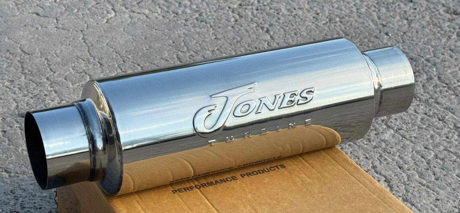 AUTHENTIC Jones Exhaust Turbine Muffler / Resonator - 304 Stainless Steel - 2.5 AUTHENTIC Jones Exhaust Turbine Muffler / Resonator - 304 Stainless Steel - 2.5