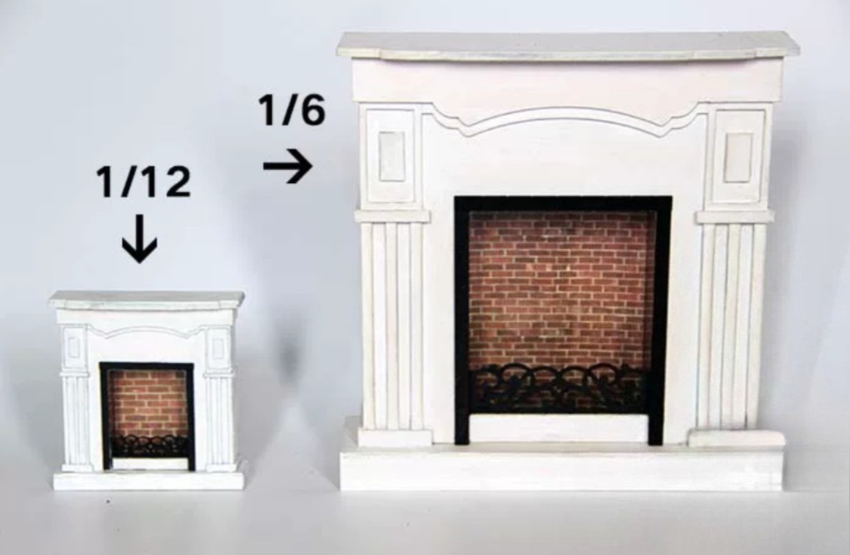 1:12 Scale 1/6 Miniatures Dollhouse Furniture Vintage Fireplace Unfinished 
