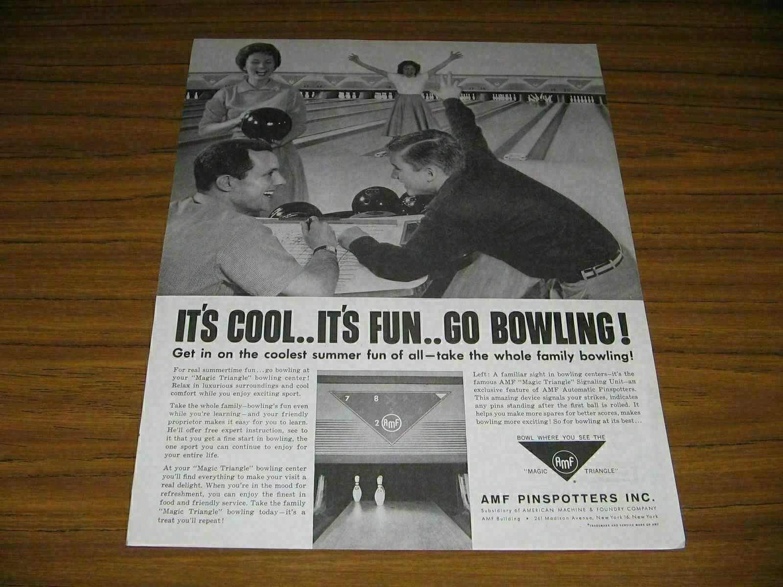 1959 Print Ad AMF Pinspotters Happy Couples at Bowling Alley New York,NY