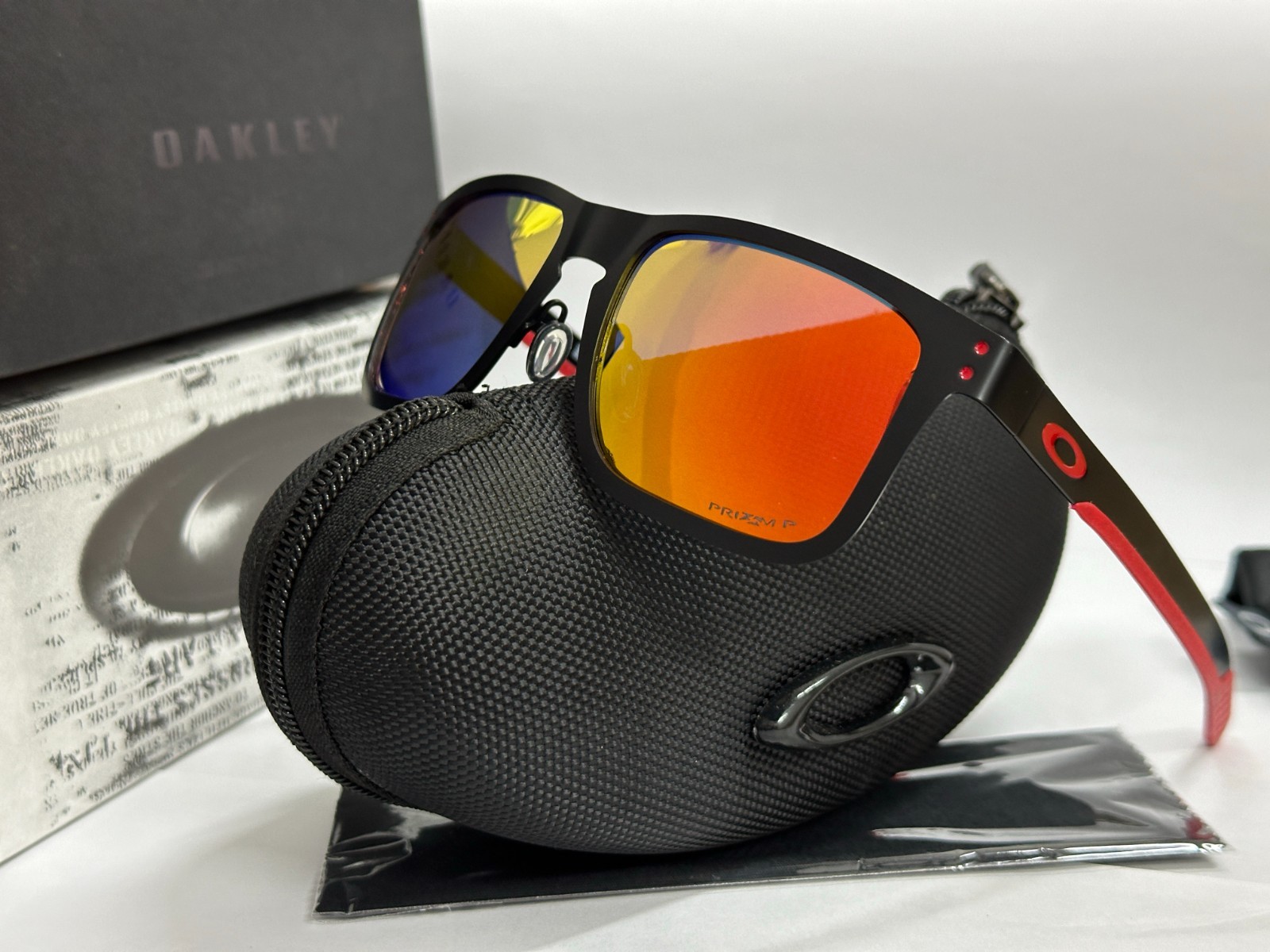 Oakley Holbrook Metal Black Matte /Ruby lenses Polarized Sunglasses OO4123 55mm