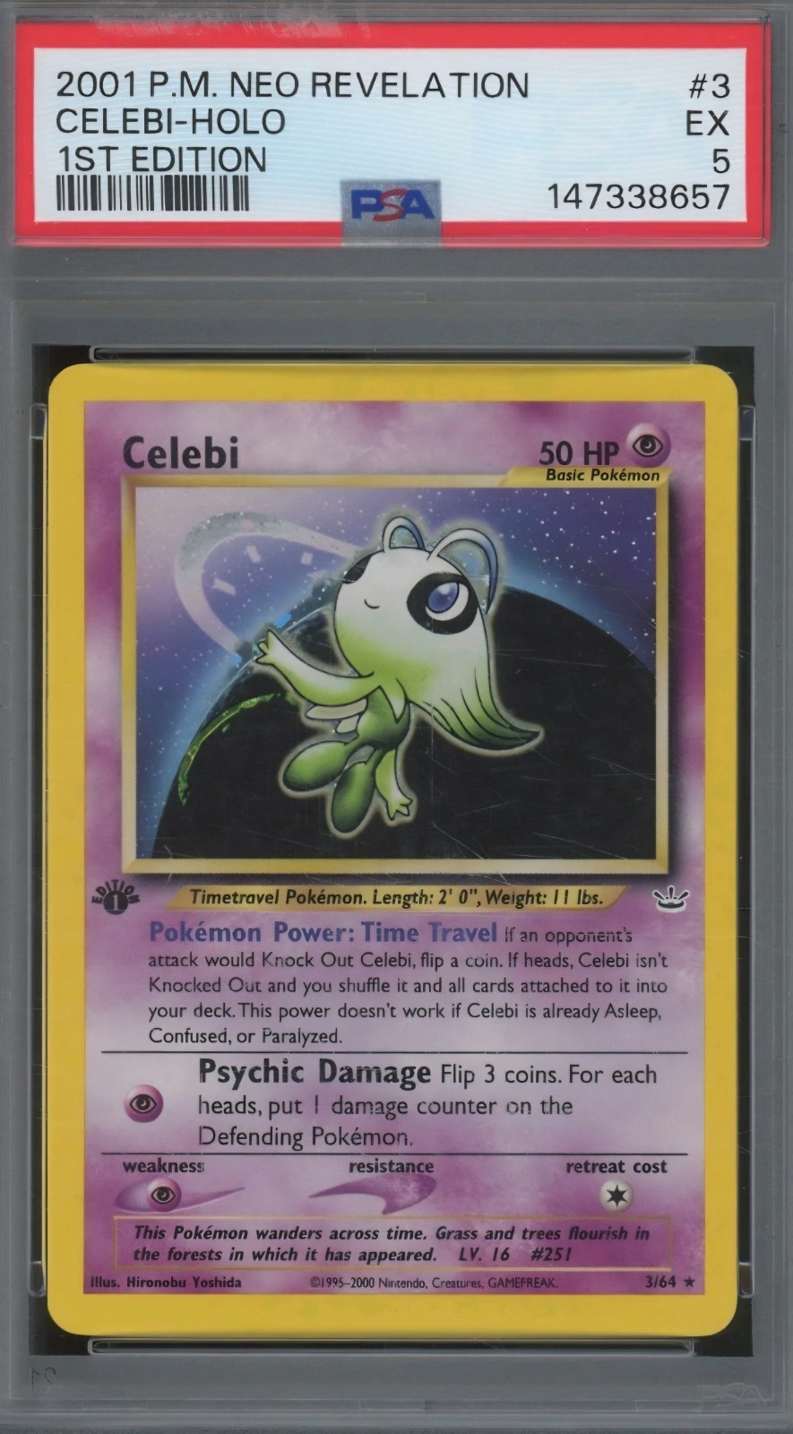 2001 Pokemon Neo Revelation 1st Edition Holo #3 Celebi PSA 5 2001 Pokemon Neo Revelation 1st Edition Holo #3 Celebi PSA 5