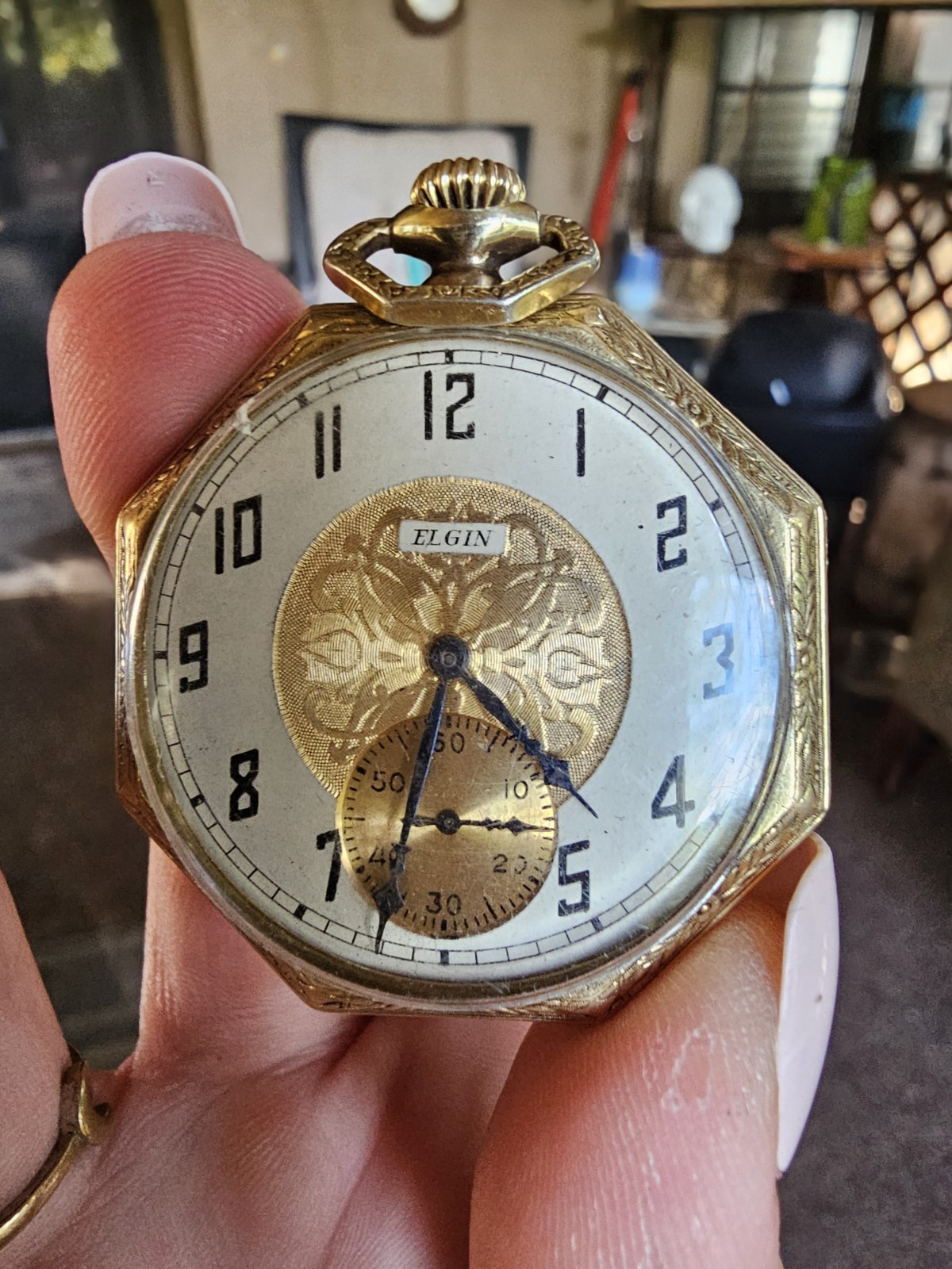 Elgin Octagon 14k Gold Filled Pocket Watch Perfect Working Condition 1920-1927 Elgin Octagon 14k Gold Filled Pocket Watch Perfect Working Condition 1920-1927