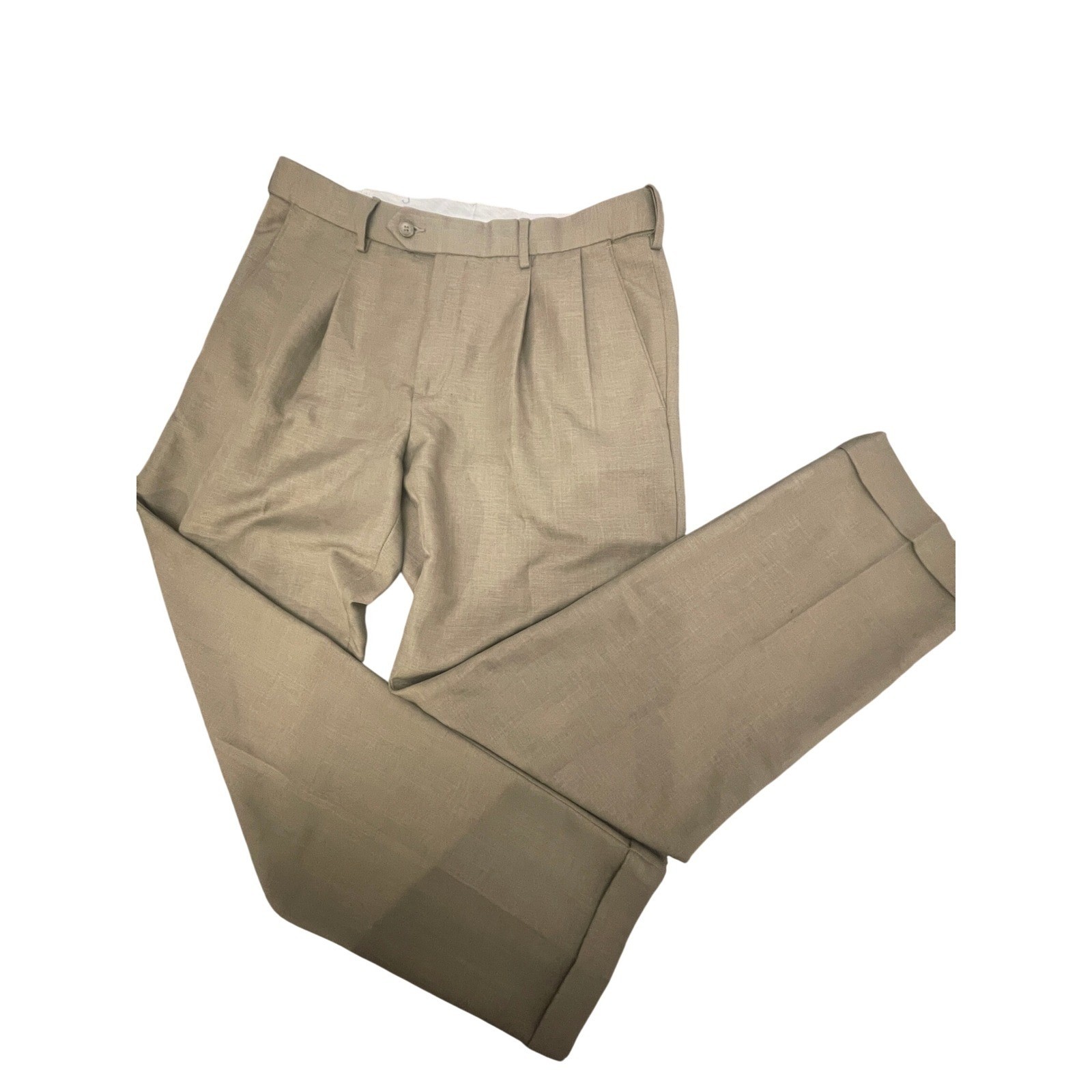 Croft & Barrow Pleated Dress Pants Mens 34x32 Tan Excellent Easy Care Cuffed Croft & Barrow Pleated Dress Pants Mens 34x32 Tan Excellent Easy Care Cuffed