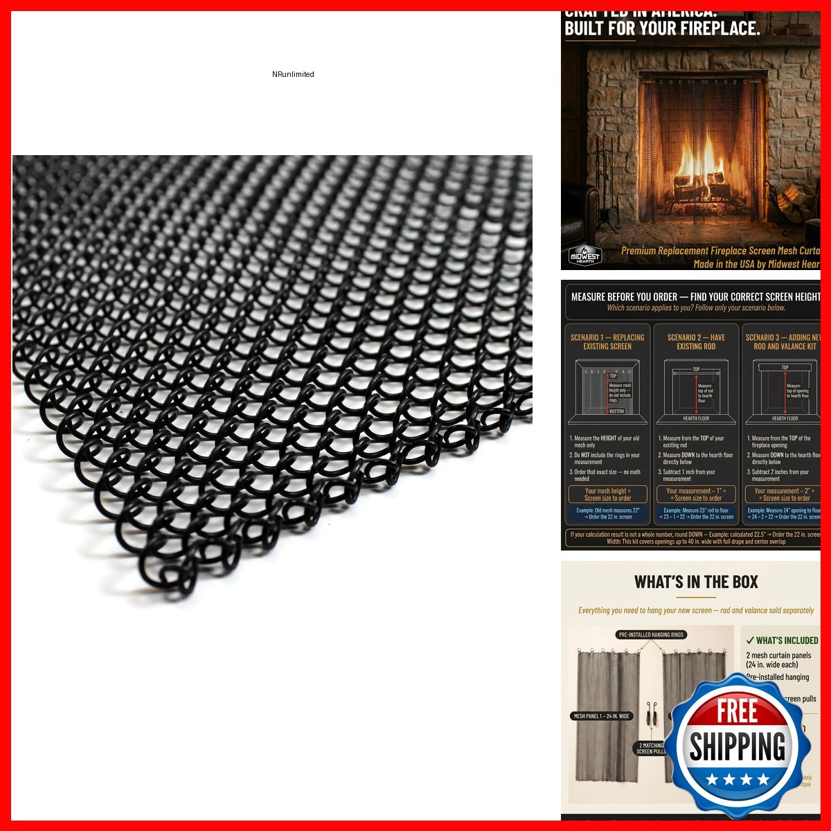 Midwest Hearth Fireplace Screen Mesh Curtain 20 in High 19-Gauge Steel 2 Panels Midwest Hearth Fireplace Screen Mesh Curtain 20 in High 19-Gauge Steel 2 Panels
