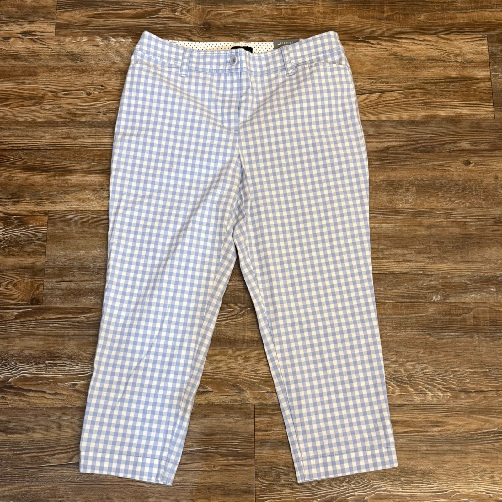 Talbots Perfect Crop Pant 8P Blue White Gingham Slim Leg Cotton Blend NWT Talbots Perfect Crop Pant 8P Blue White Gingham Slim Leg Cotton Blend NWT