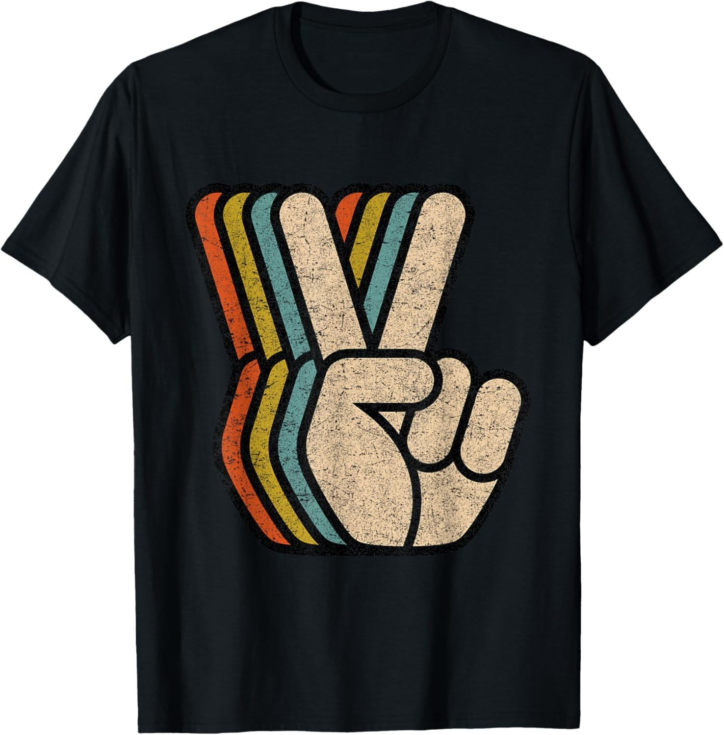 100% Cotton Retro Peace Sign V Fingers Vintage 60s 70s 80s Cool Graphic T-Shirt 100% Cotton Retro Peace Sign V Fingers Vintage 60s 70s 80s Cool Graphic T-Shirt