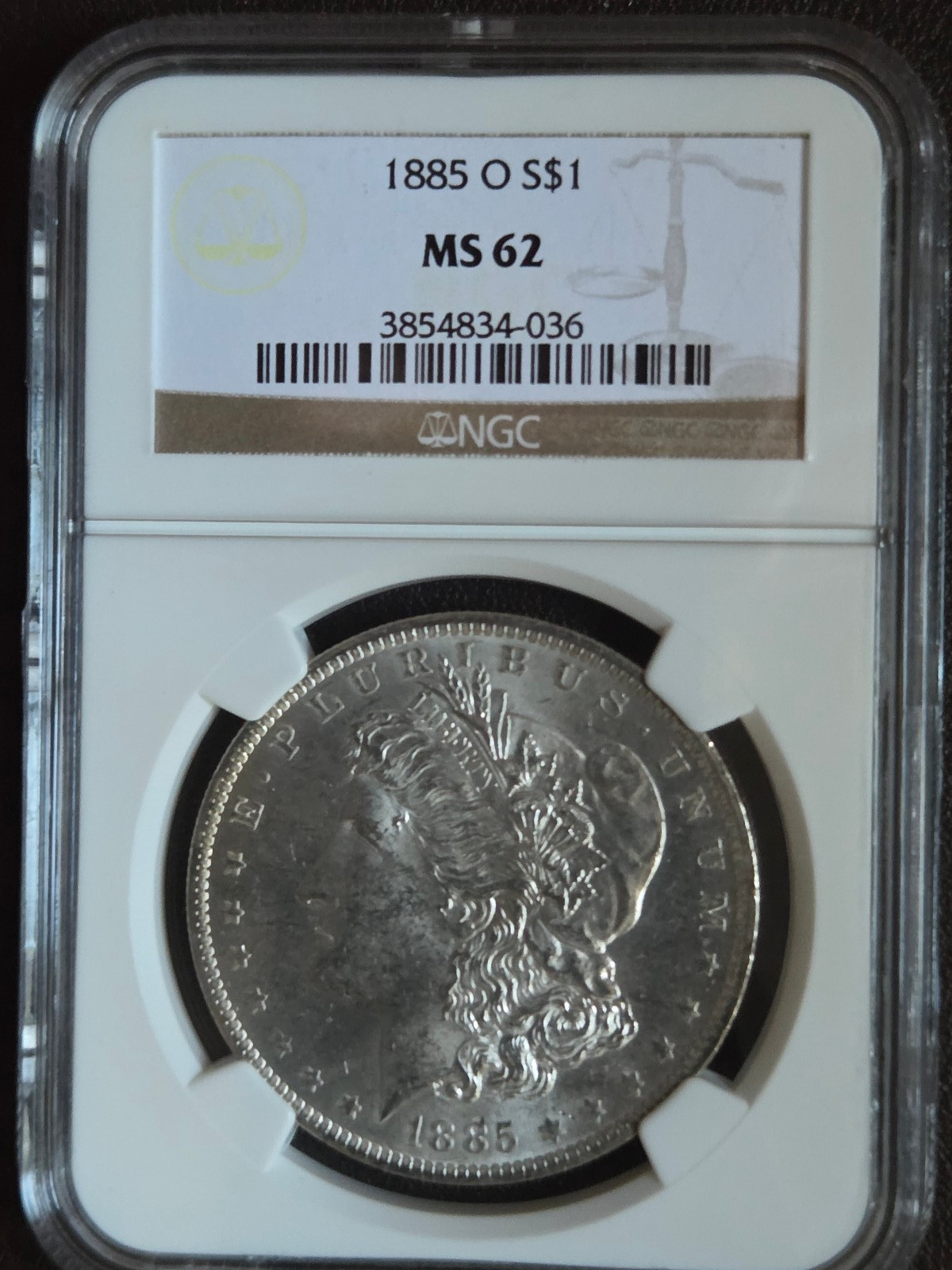 1885-O Morgan Dollar NGC MS62 1885-O Morgan Dollar NGC MS62