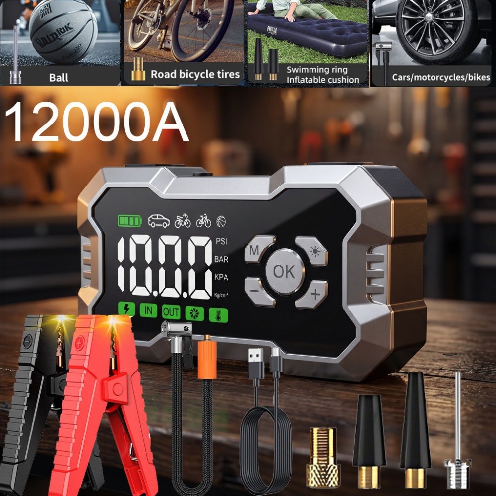 10000A Car Jump Starter Air Compressor Tire Inflator Battery Booster Charge Case 10000A Car Jump Starter Air Compressor Tire Inflator Battery Booster Charge Case