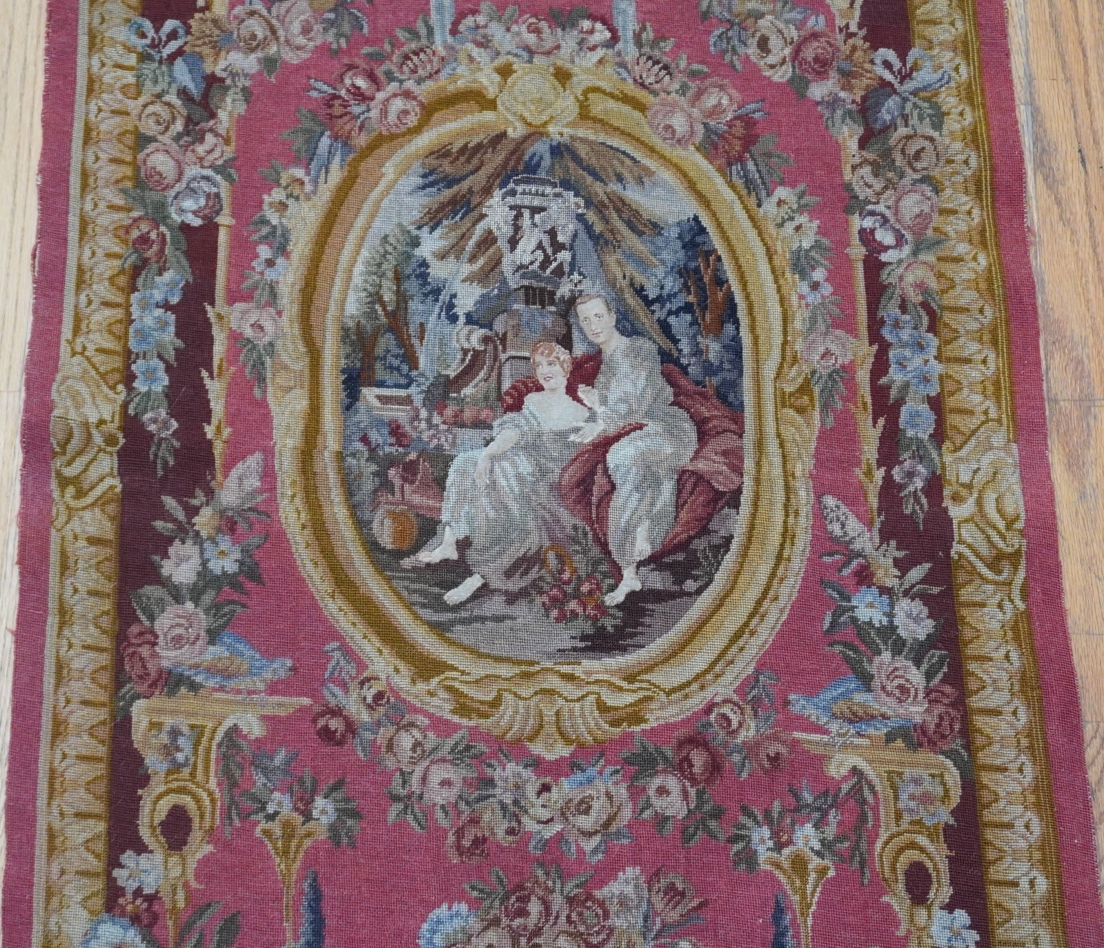 Antique French Tapestry Pictorial Hand woven Hanging rug 2\'3\