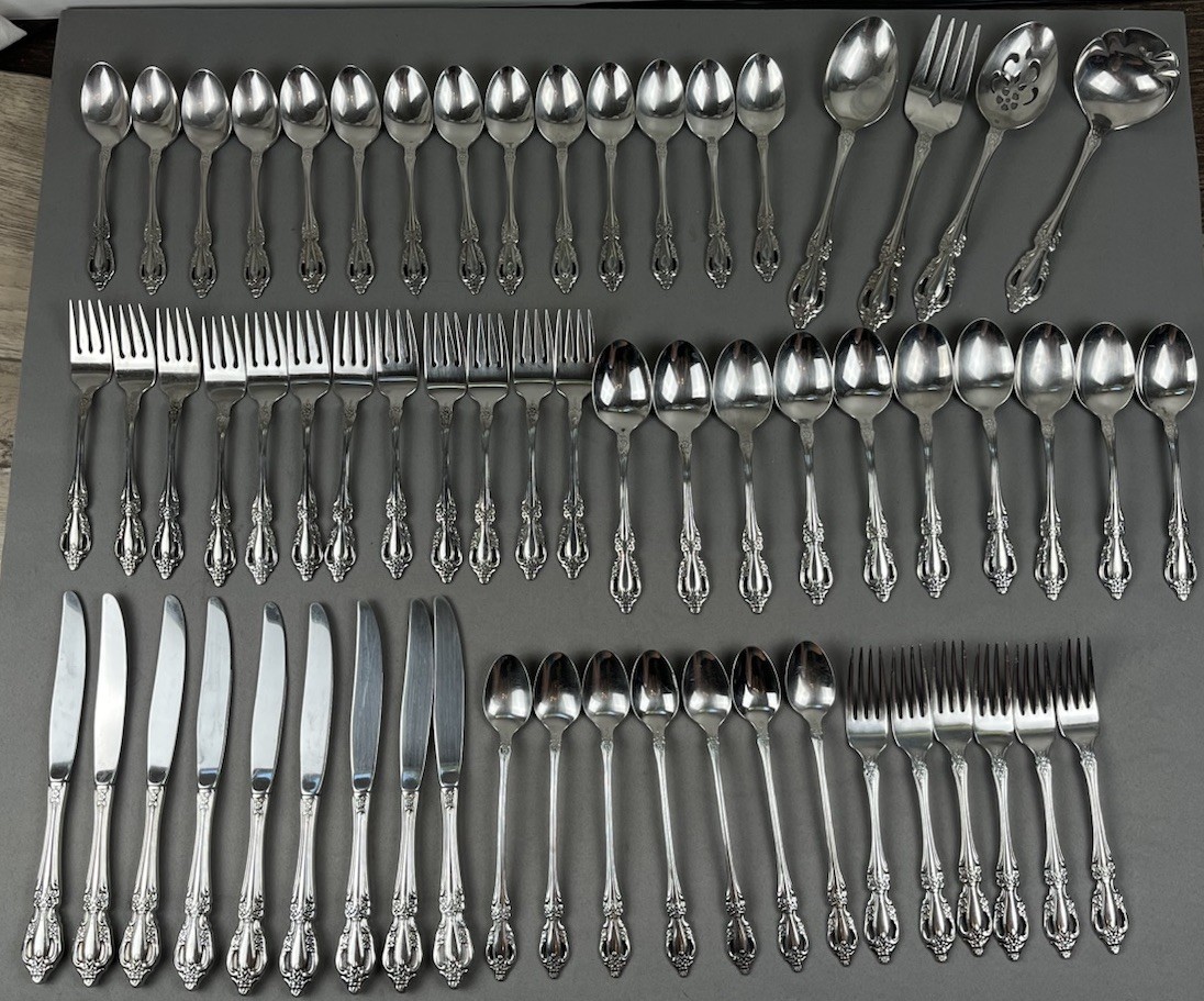 Lot of 62 Oneida Distinction Deluxe Raphael Stainless HH Flatware Lot of 62 Oneida Distinction Deluxe Raphael Stainless HH Flatware