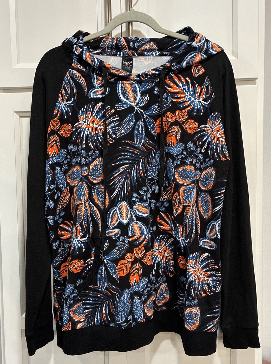 Lildy Super Soft Women’s Multicolor Floral LSHoodie Sweatshirt Size L-XL 