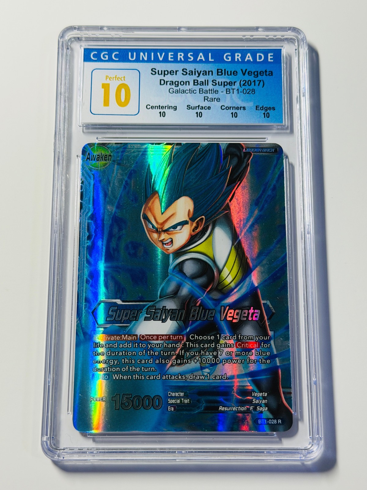 CGC PERFECT 10 Super Saiyan Blue Vegeta BT1-028 R Leader Dragon Ball Super POP 1