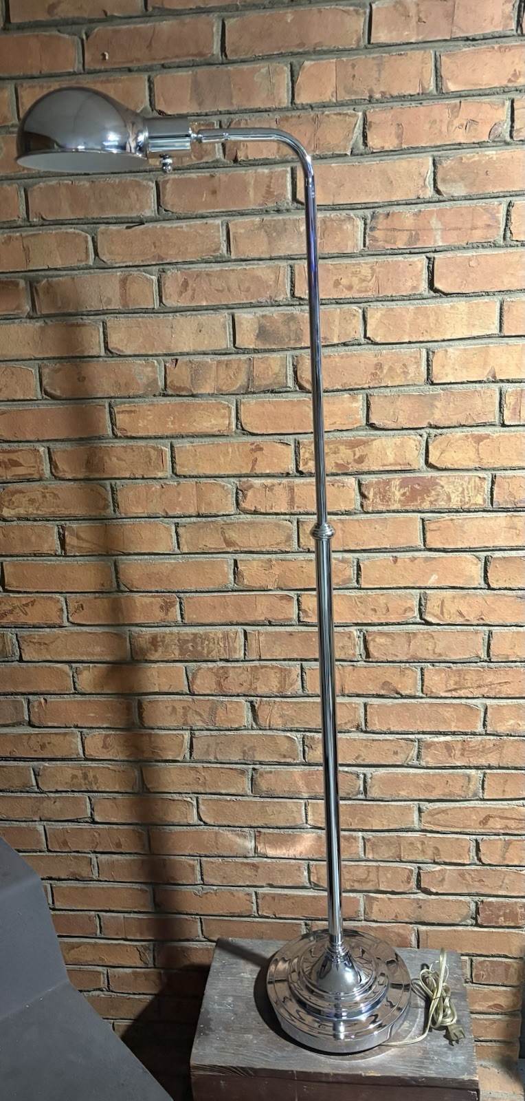 Vintage 1970’s Mid Century Chrome Adjustable Pharmacy Domed Floor Lamp Ex. Cond.