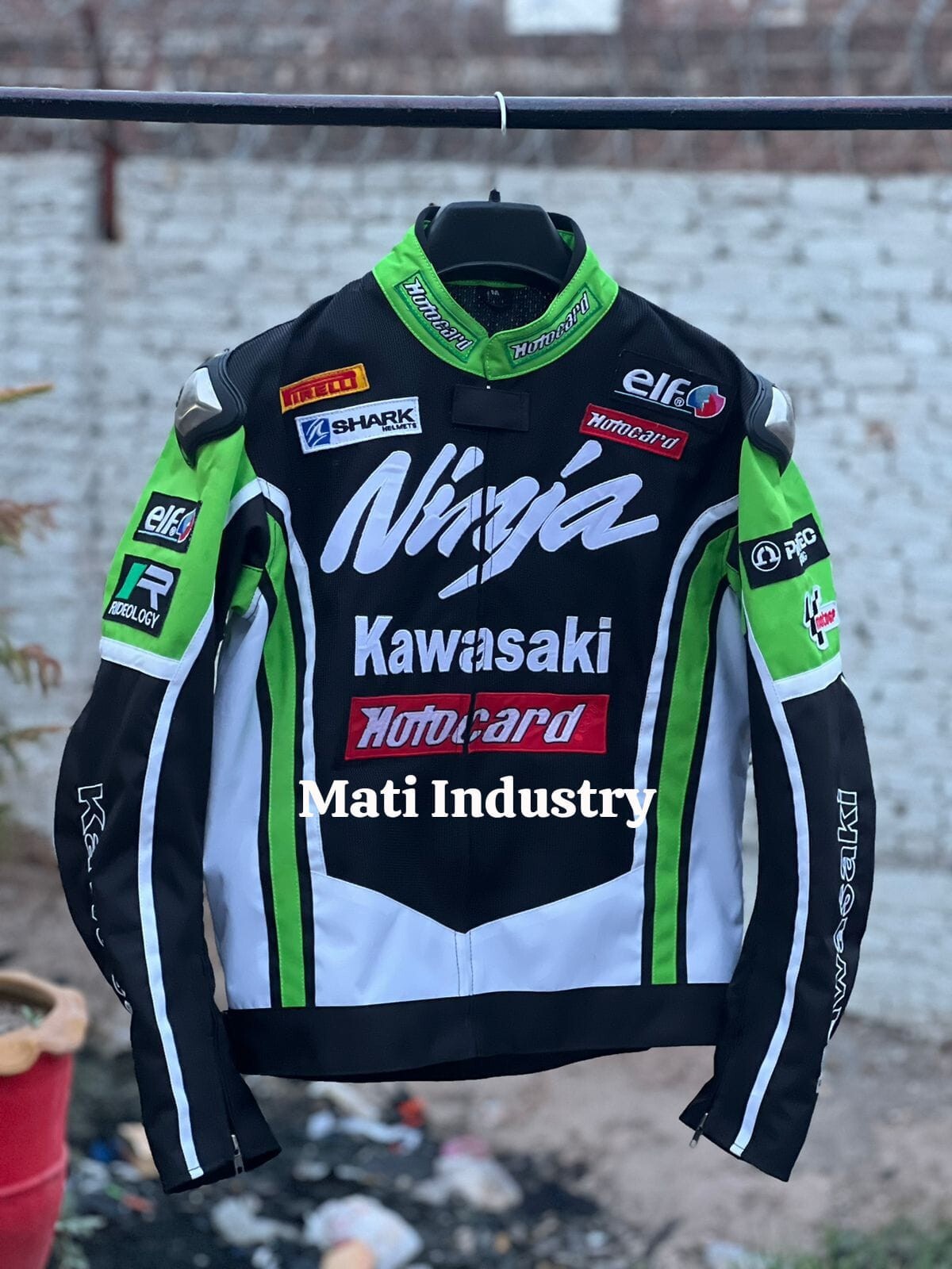Custom Made Kawasaki Ninja Motorcycle / Motorbike Racing Biker Leather Jacket