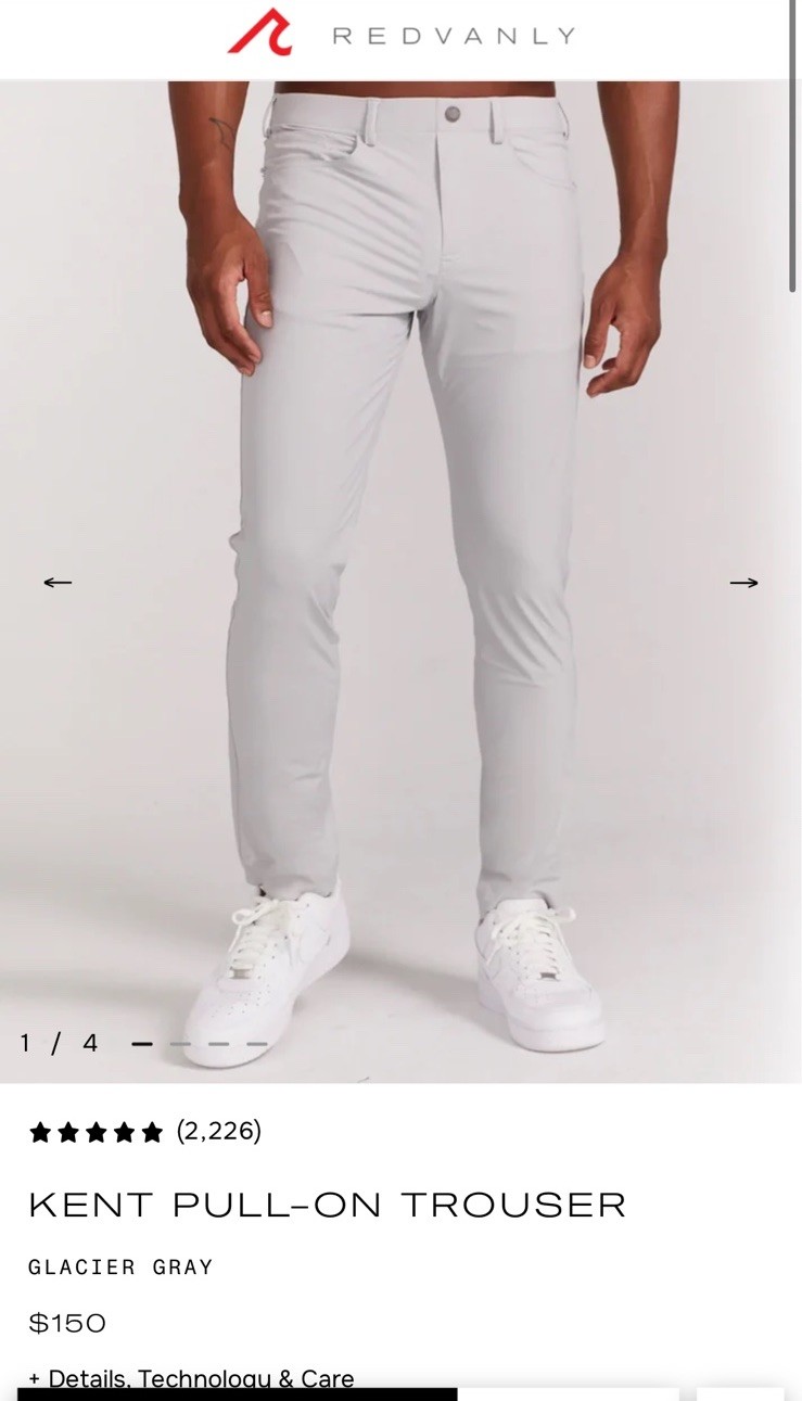 REDVANLY Kent Pull On Performance Trouser-L(34-36W 32L)NWOT-MSRP$150-UNWORN