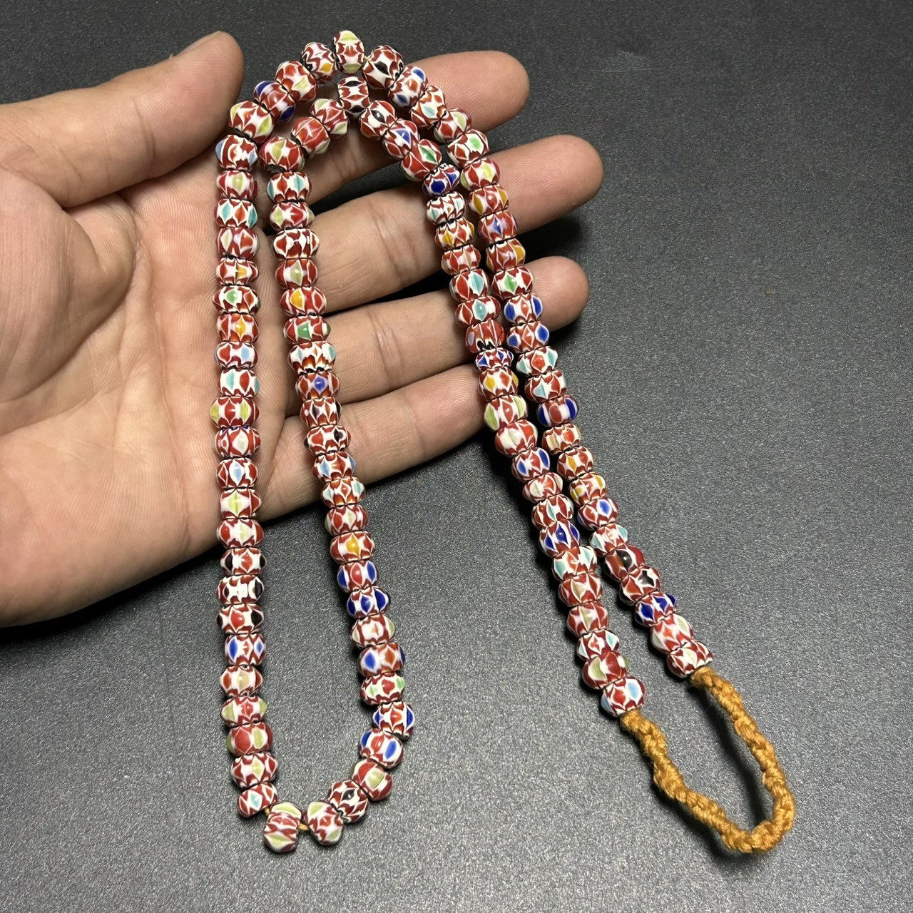 Vintage Venetian Chevron Glass Bead Necklace Old African Trade Beads Vintage Venetian Chevron Glass Bead Necklace Old African Trade Beads