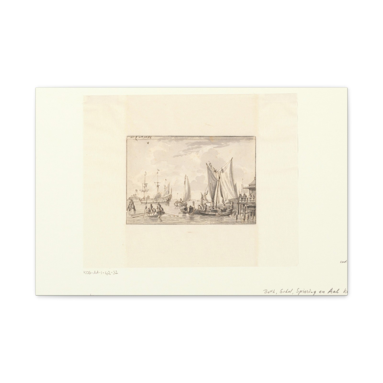 Abraham Storck - Gezicht op enkele vissersschepen - Canvas Wall Art