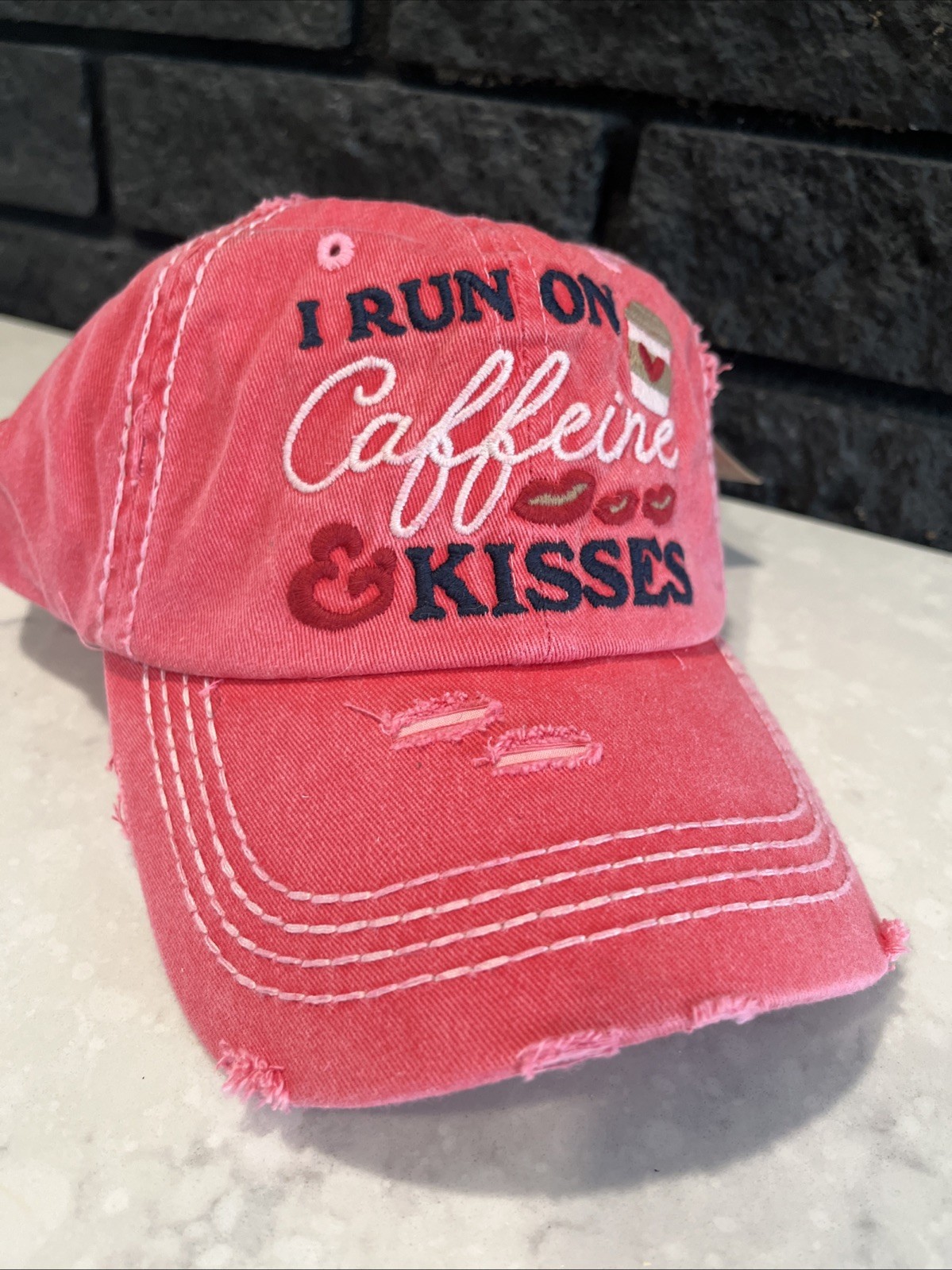 KBETHOS ScarvesMe Women\'s I Run on Caffeine Vintage Embroidered Baseball Cap Hat KBETHOS ScarvesMe Women\'s I Run on Caffeine Vintage Embroidered Baseball Cap Hat