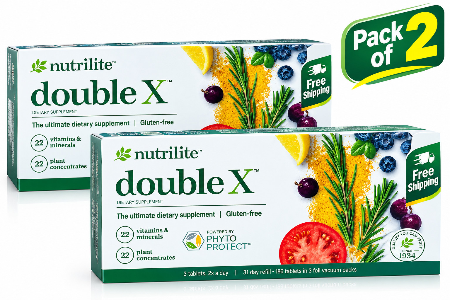 Pack of 2 Nutrilite Double X Dietary Supplement –372 Tablets –Vitamins & Mineral