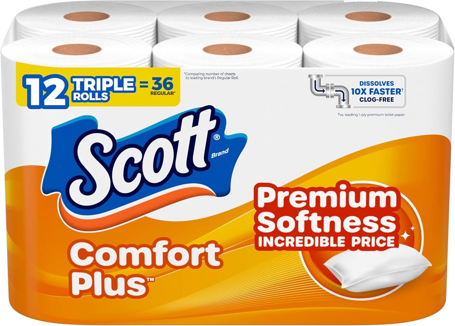 Scott ComfortPlus Toilet Paper, 12 Triple 231 sheets (Pack of 12), White
