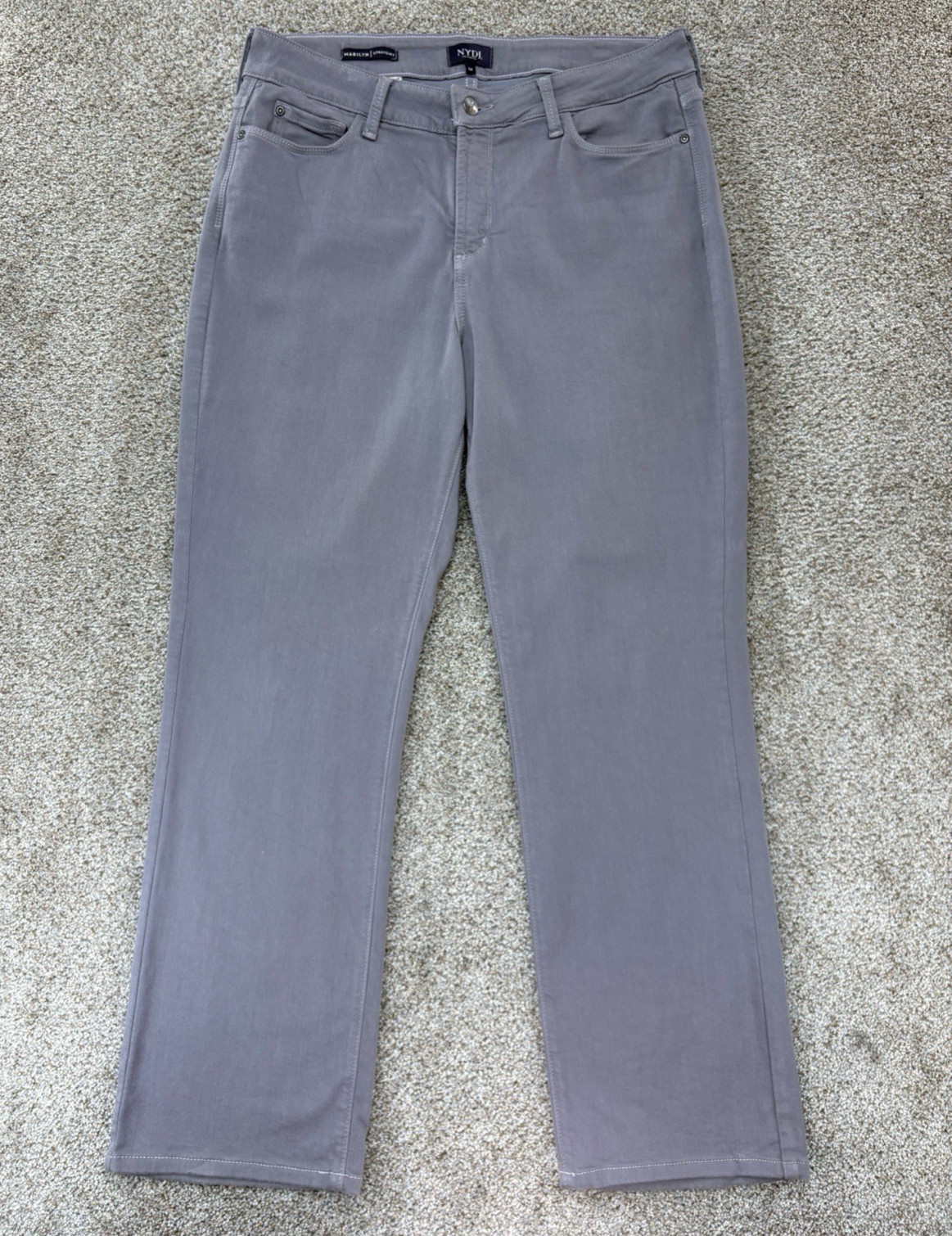 NYDJ Marilyn Straight Jeans Womens Size 14 Gray High Rise Stretch Cotton Viscose NYDJ Marilyn Straight Jeans Womens Size 14 Gray High Rise Stretch Cotton Viscose