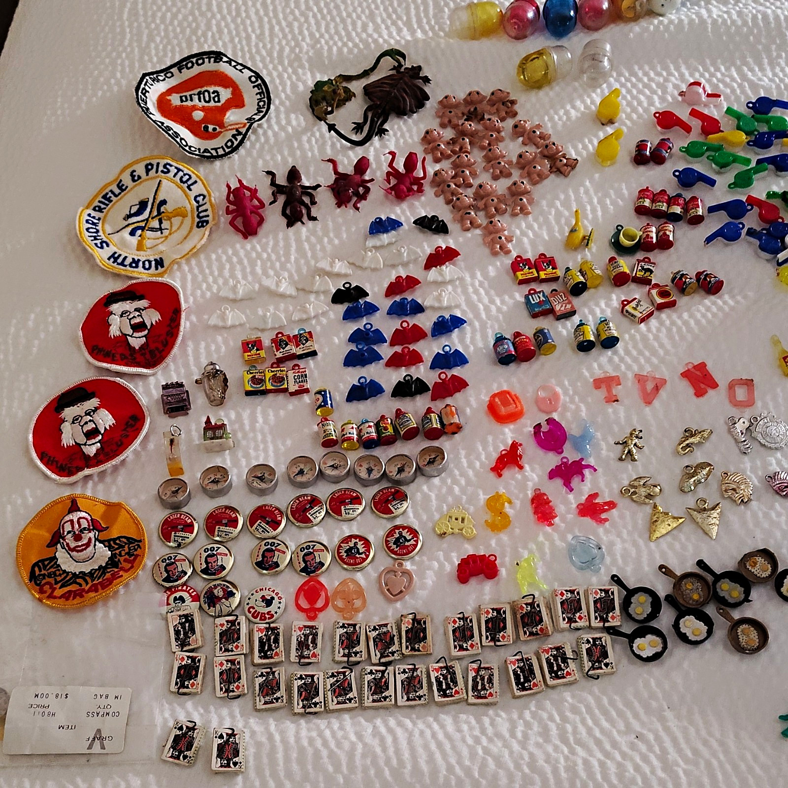 Cracker Jack Mixed Vintage Toy Prizes Lot Charms Patches Rings Mini Bottles Cracker Jack Mixed Vintage Toy Prizes Lot Charms Patches Rings Mini Bottles