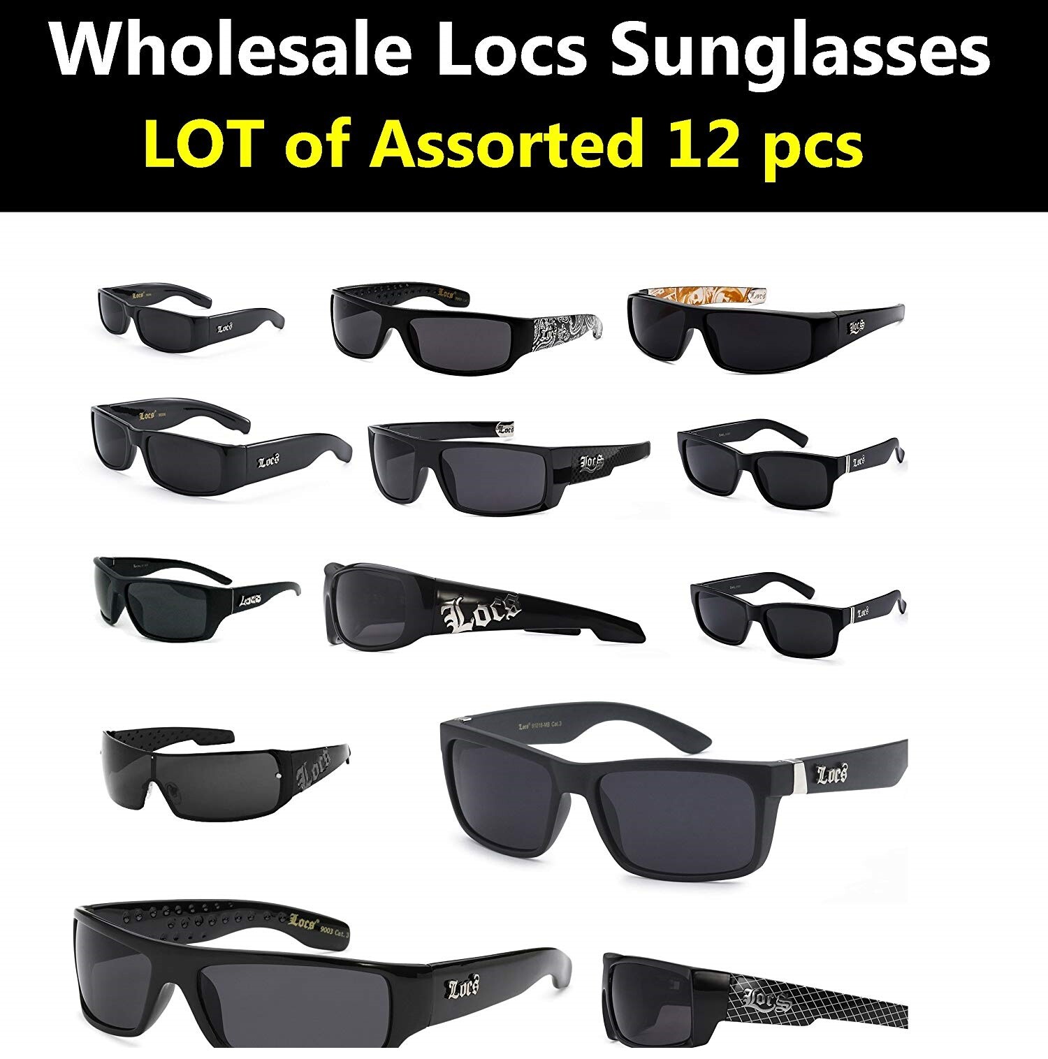 WHOLESALE BULK LOT of LOCS SUNGLASSES 12pc BEST SELLERS  IN THE USA