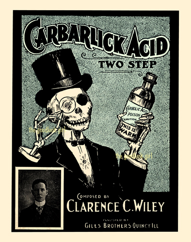 1904 CARBARLICK ACID SKELETON 8x10 vintage Halloween sheet music Art print