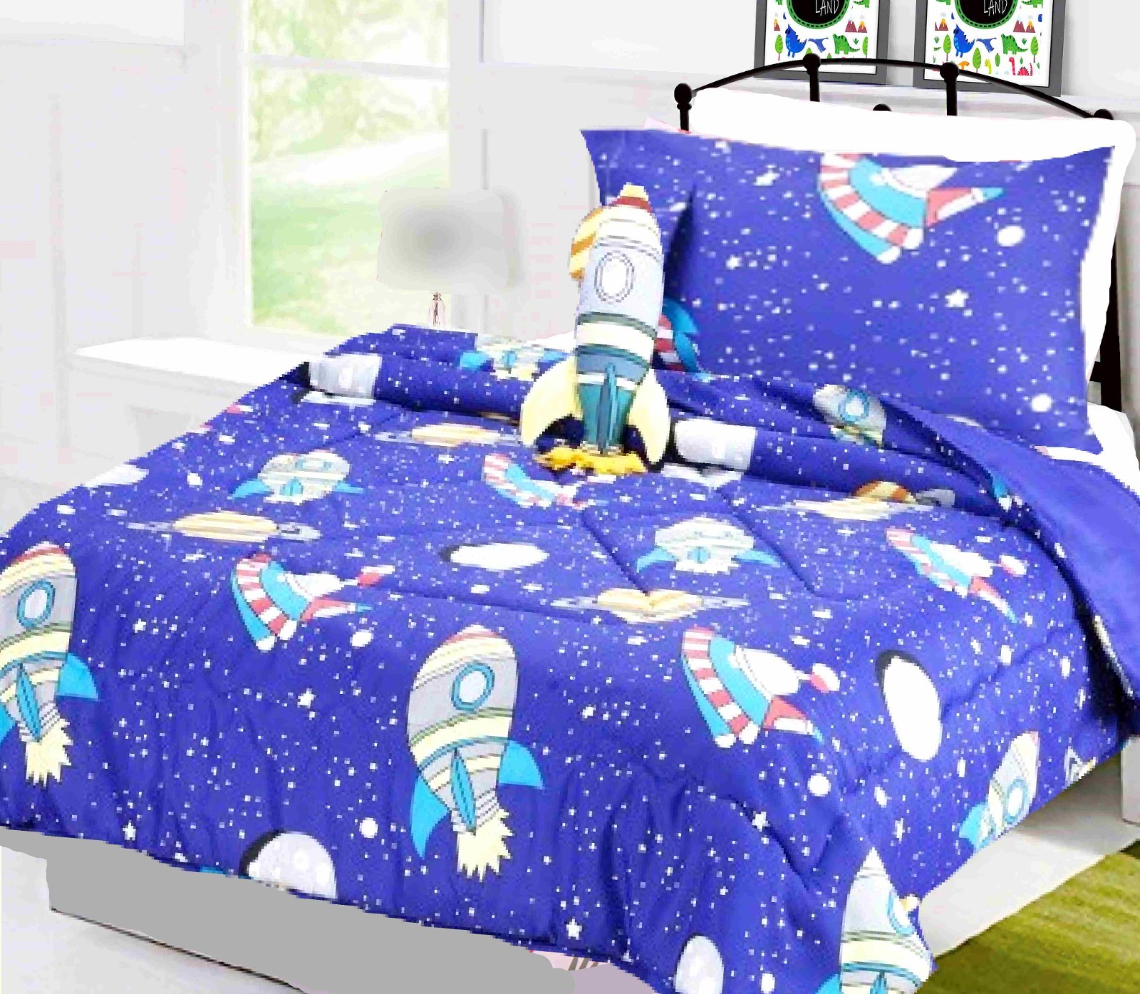 6PC Bedroom Kids Bed in a Bag Comforter + Sheet  Complete Bedding Set Twin Size