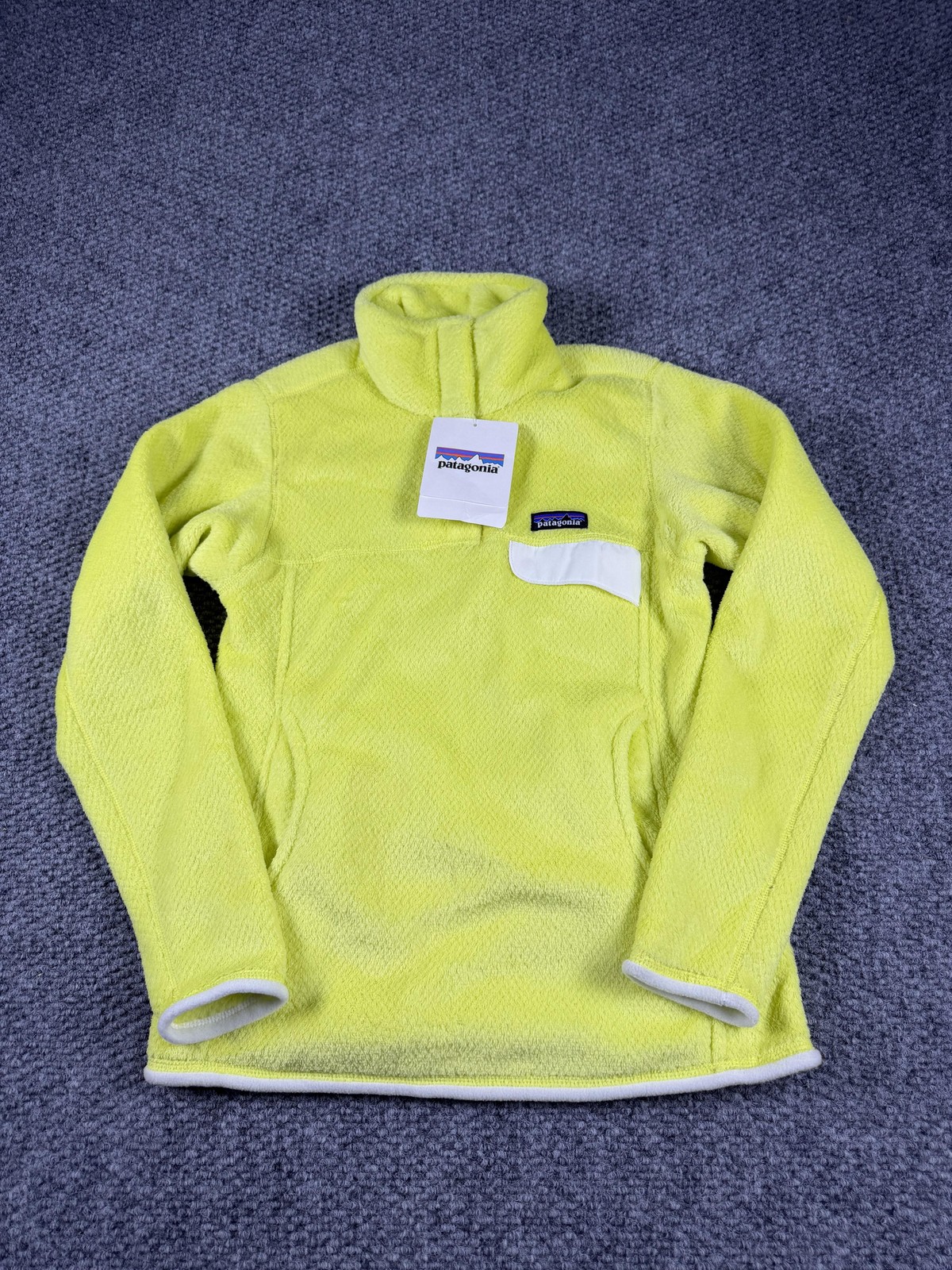 Patagonia Re-Tool Snap-T Fleece Pullover Womens Small Yellow High Pile Pocket