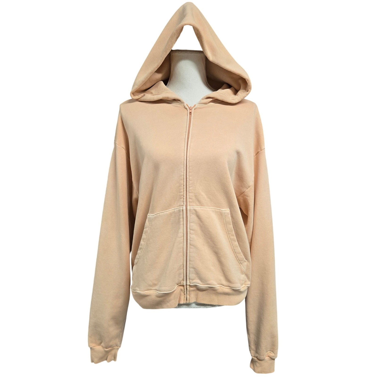 SKIMS Cotton Fleece Full Zip Hoodie Sweatshirt Peach Orange Women\'s Size M SKIMS Cotton Fleece Full Zip Hoodie Sweatshirt Peach Orange Women\'s Size M