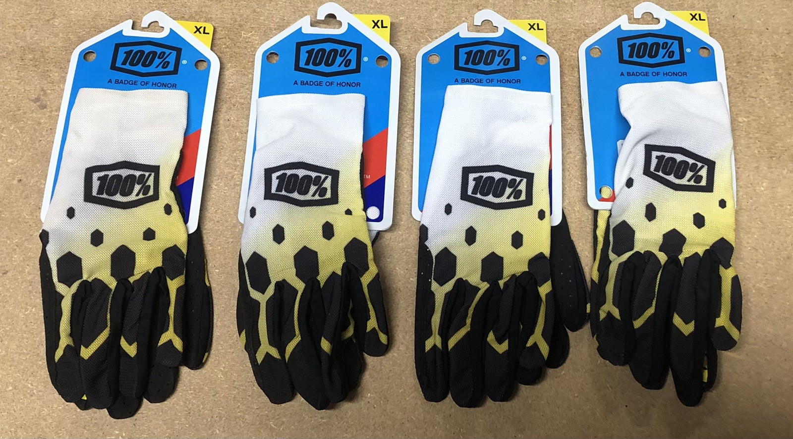 FOUR Pairs Of 100% Brand Celium Gloves Adult XL New ATV MX Dirt bike Legacy FOUR Pairs Of 100% Brand Celium Gloves Adult XL New ATV MX Dirt bike Legacy