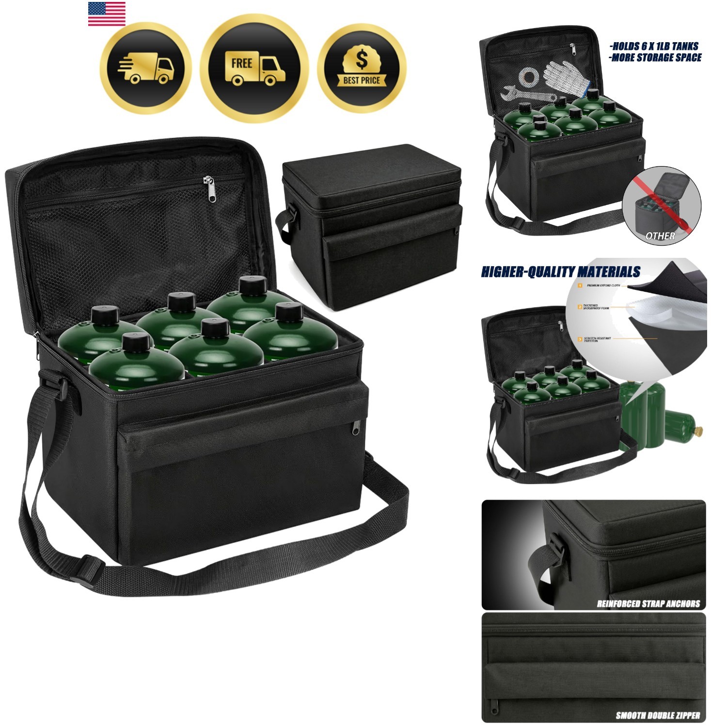 Upgraded 1LB Propane Tank Storage Bag Holds 6 Pcs Gas Tank 16 OZ, Portable Re... Upgraded 1LB Propane Tank Storage Bag Holds 6 Pcs Gas Tank 16 OZ, Portable Re...