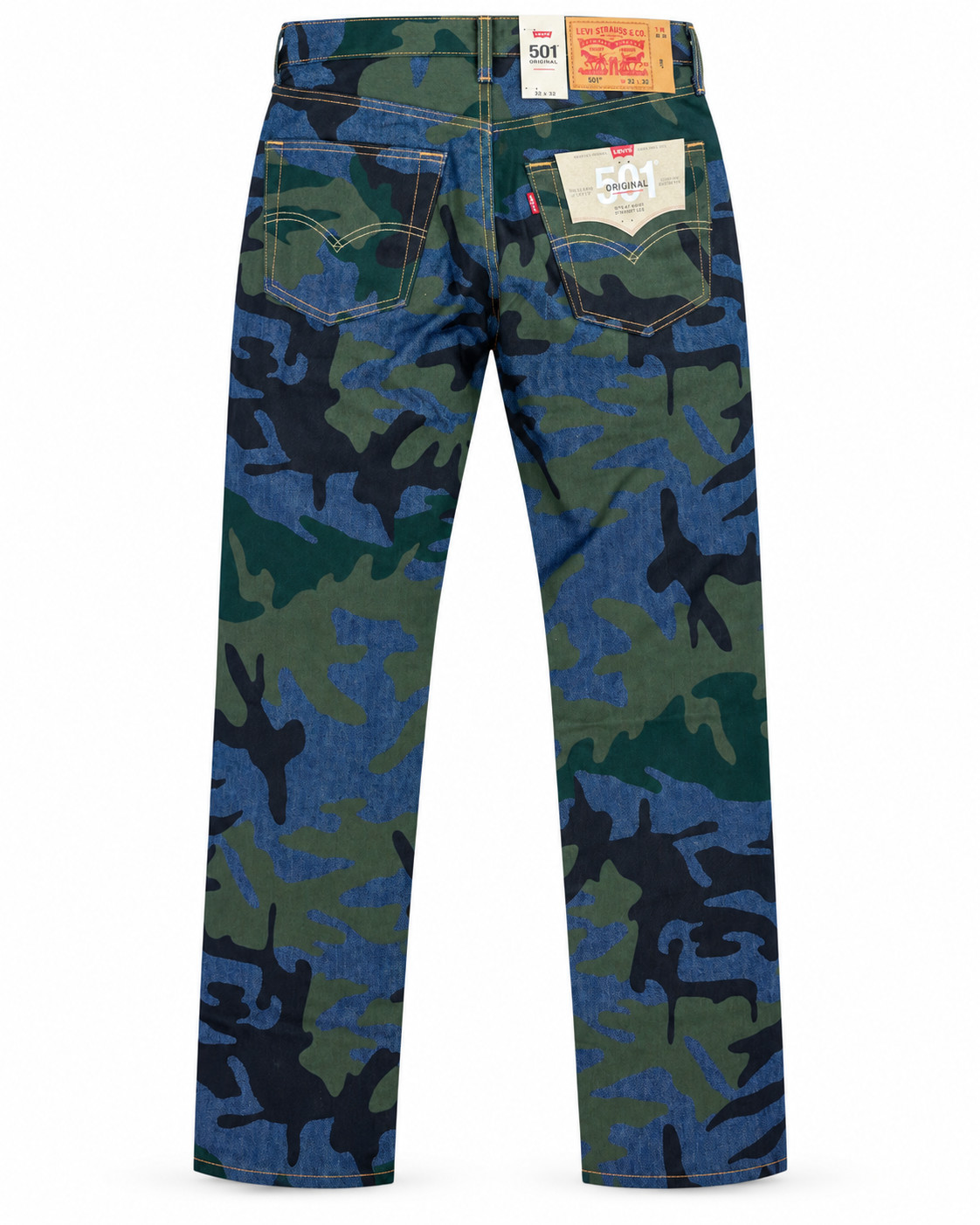 Levi\'s Men\'s 501 Original Button Fly Straight Leg Denim Cotton Jeans Camo