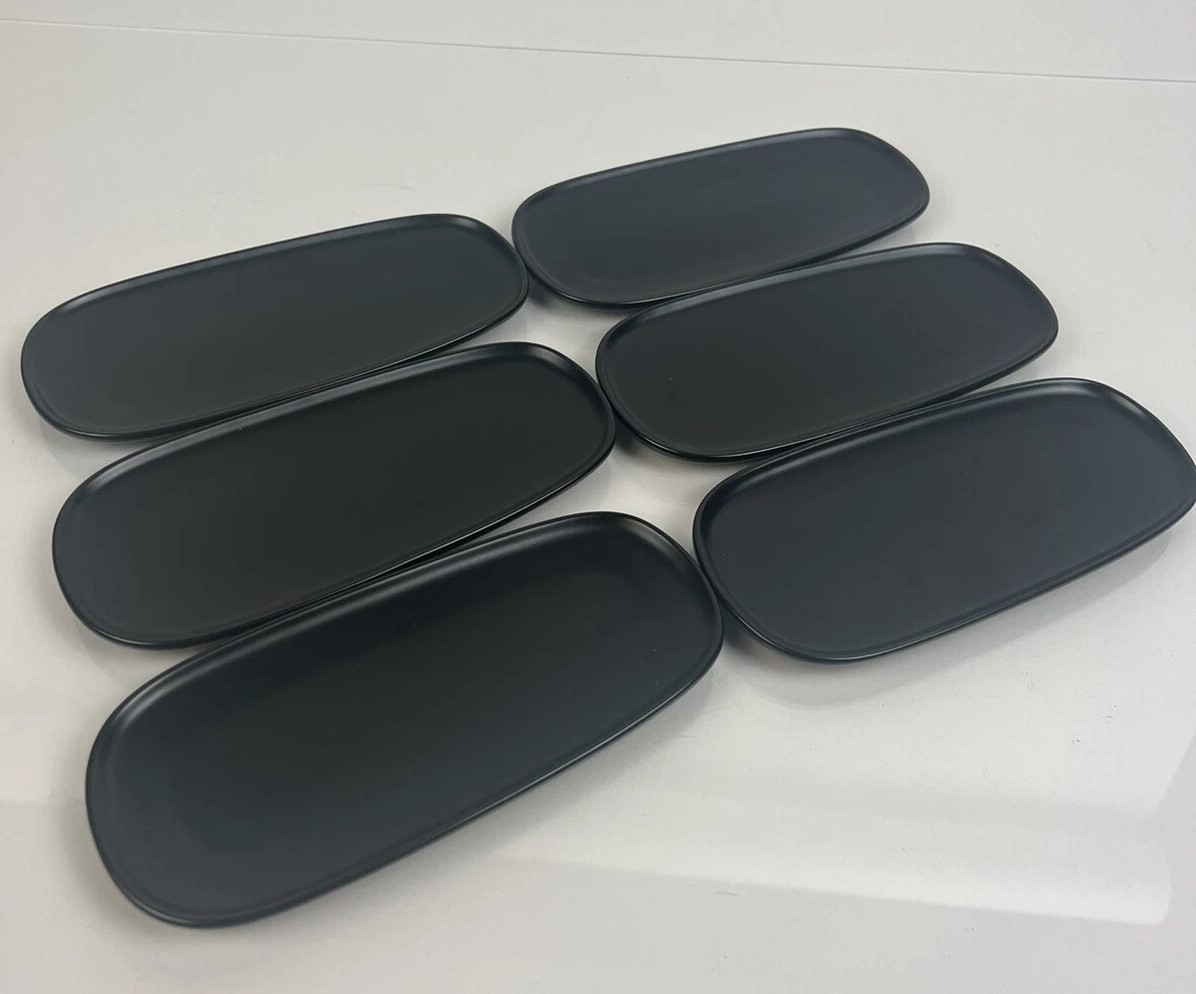 6x Alessi Asian Plates for Delta Long Black Oval Dessert Sushi Bread Platter