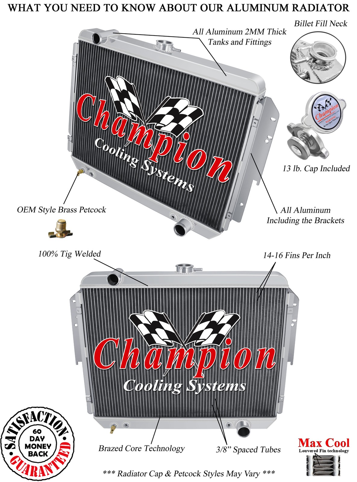 Eagle Champion 2 Row All Aluminum Radiator for 1981 - 1993 Dodge W250 #EC959
