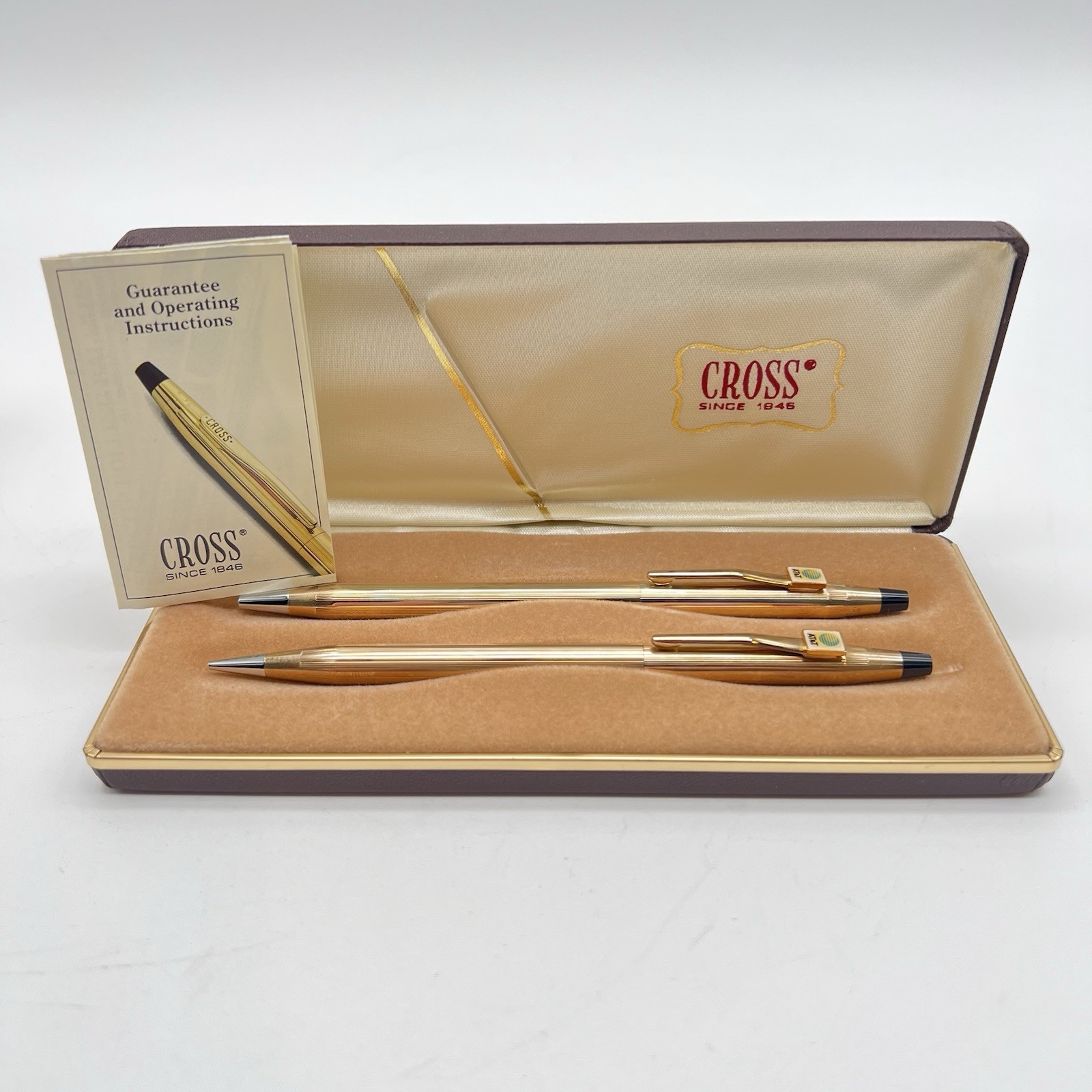 Vintage NOS Cross 10K Gold-Filled Pen & Pencil Set AT&T Corporate Logo Box