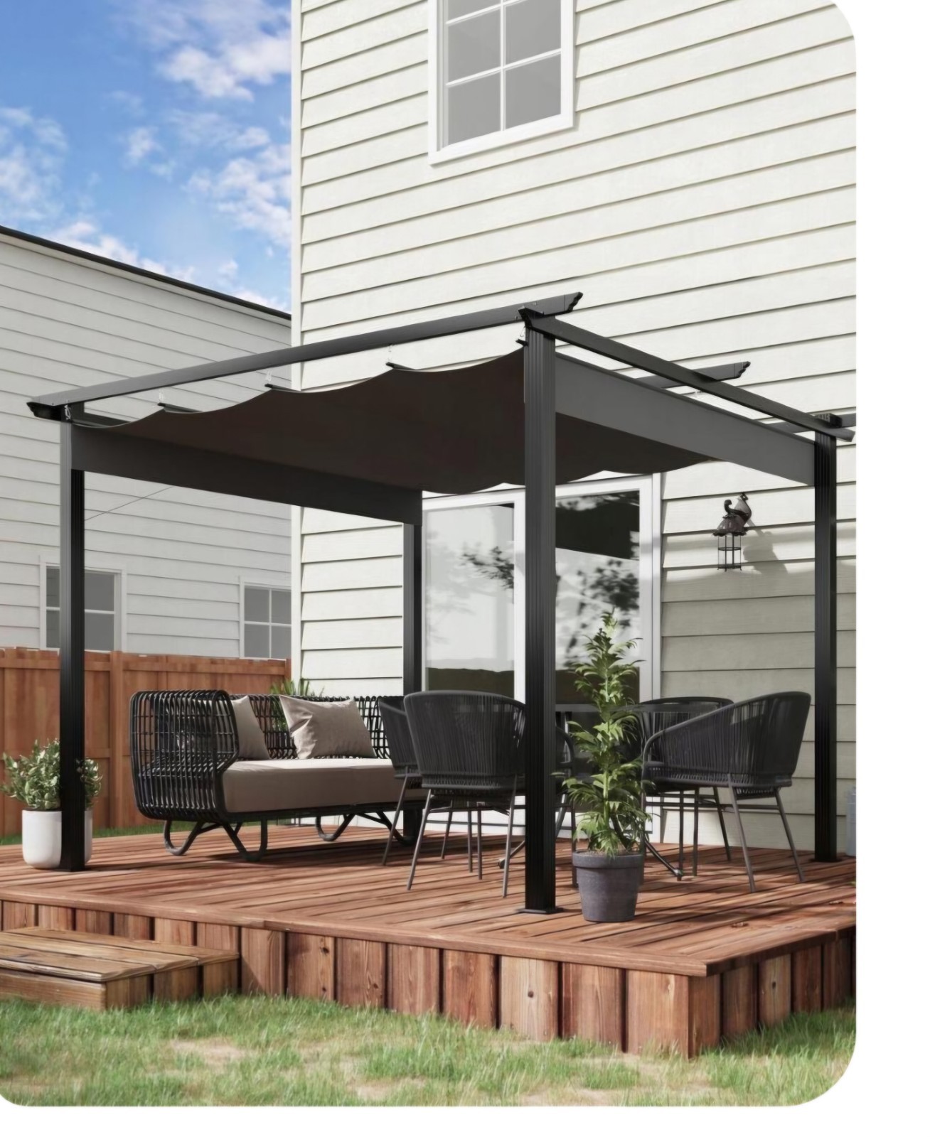 NEW Threshold Fairmont 8x8 Roman Shade Pergola Black Patio Canopy Local Pickup